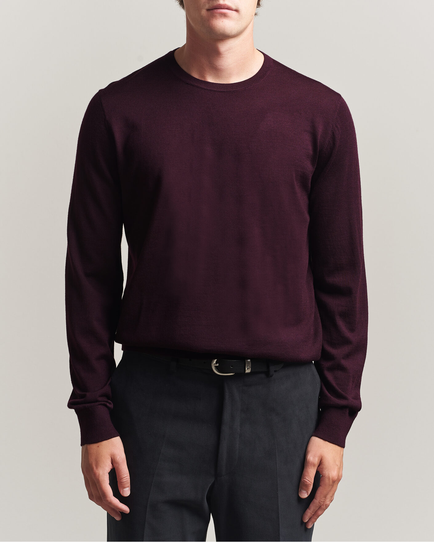 Heren | Truien | Tiger of Sweden | Connor Extra Fine Merino Crew Neck Pullover Aubergine