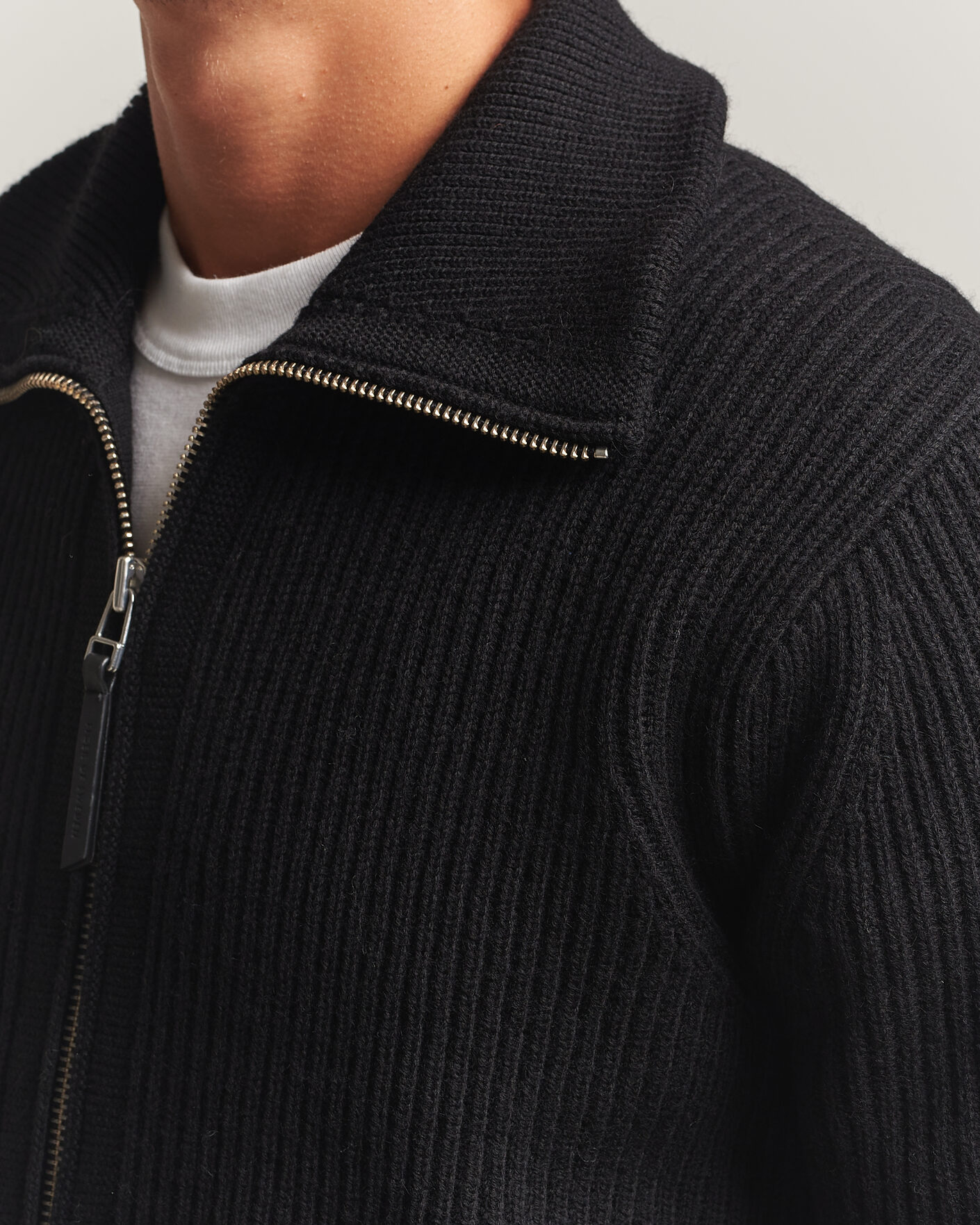 Heren | Truien | Tiger of Sweden | Niall Wool Heavy Knitted Full Zip Black