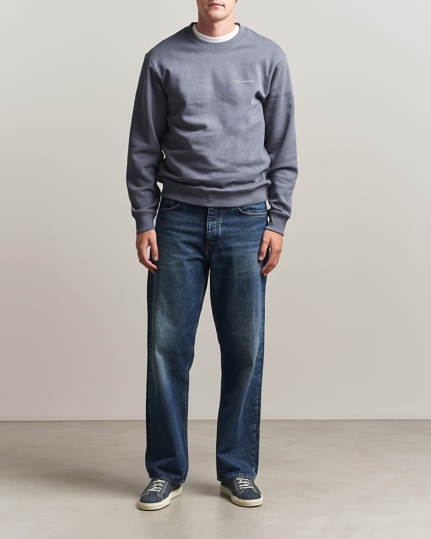 Heren | Truien | Tiger of Sweden | Emerson Crew Neck Sweatshirt Iron Haze