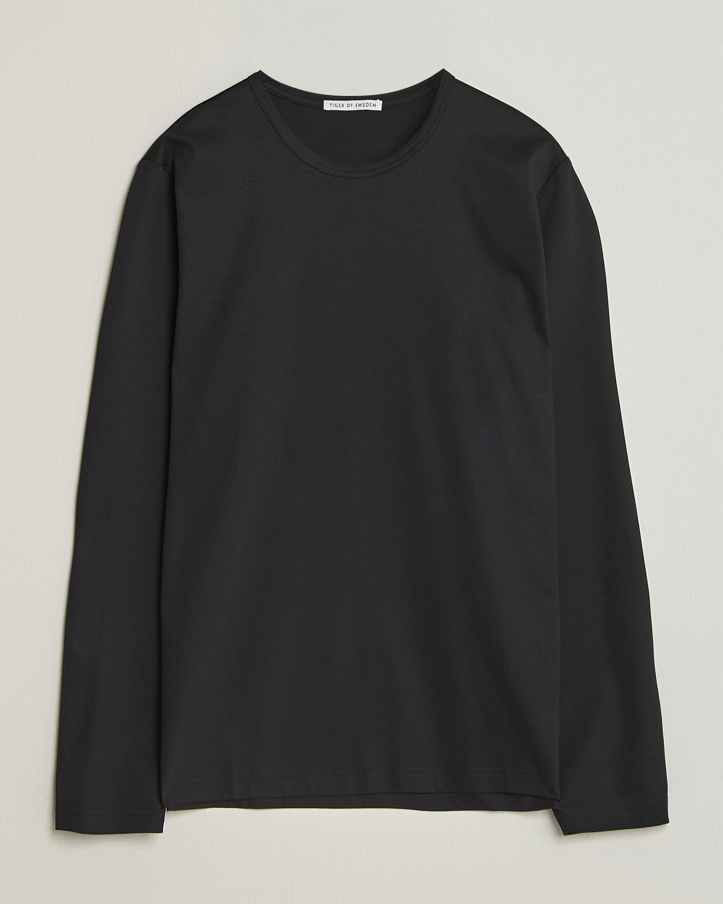 Heren | T-shirts | Tiger of Sweden | Olaf Mercerized Cotton Long Sleeve T-Shirt Black