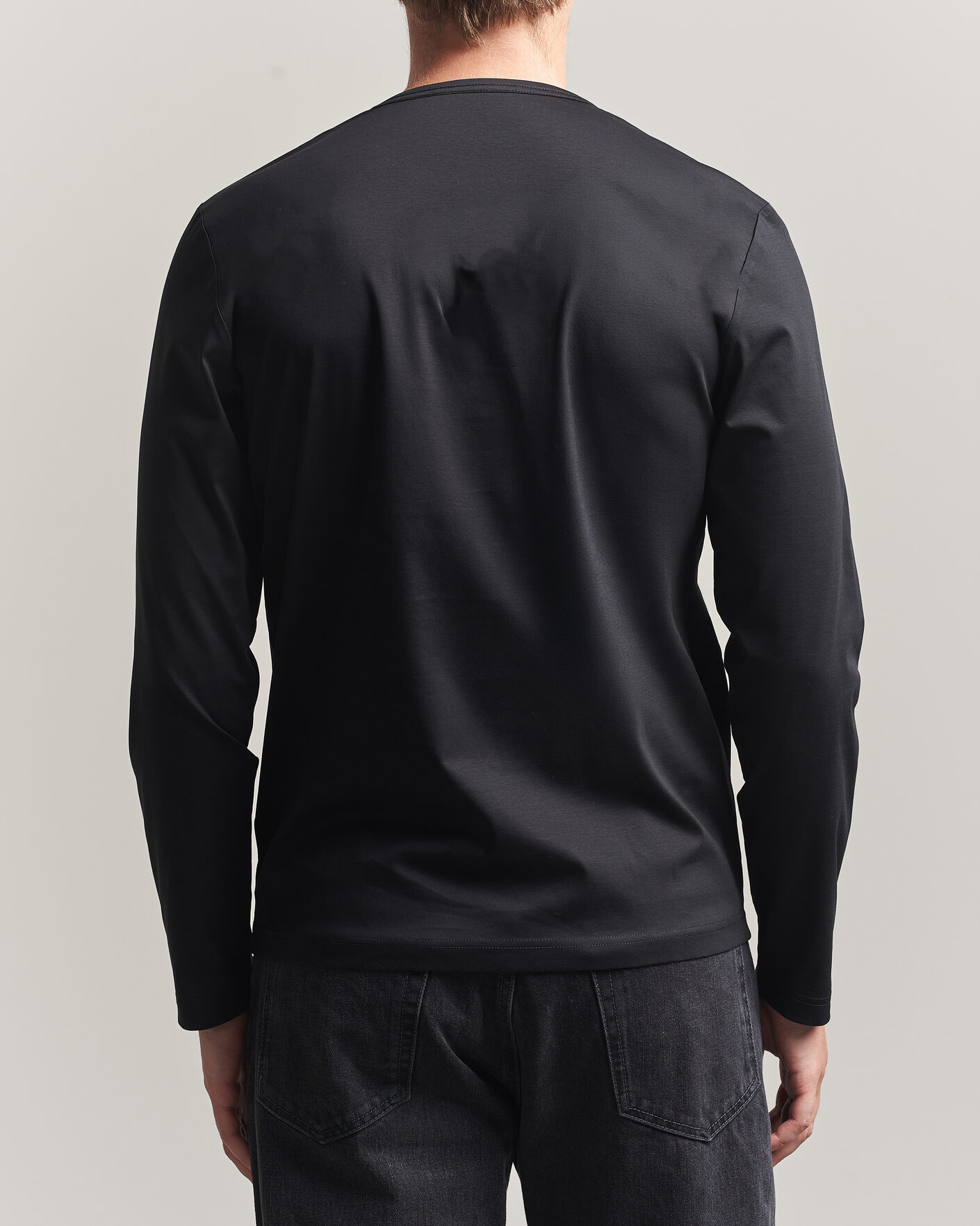 Heren | T-shirts | Tiger of Sweden | Olaf Mercerized Cotton Long Sleeve T-Shirt Black