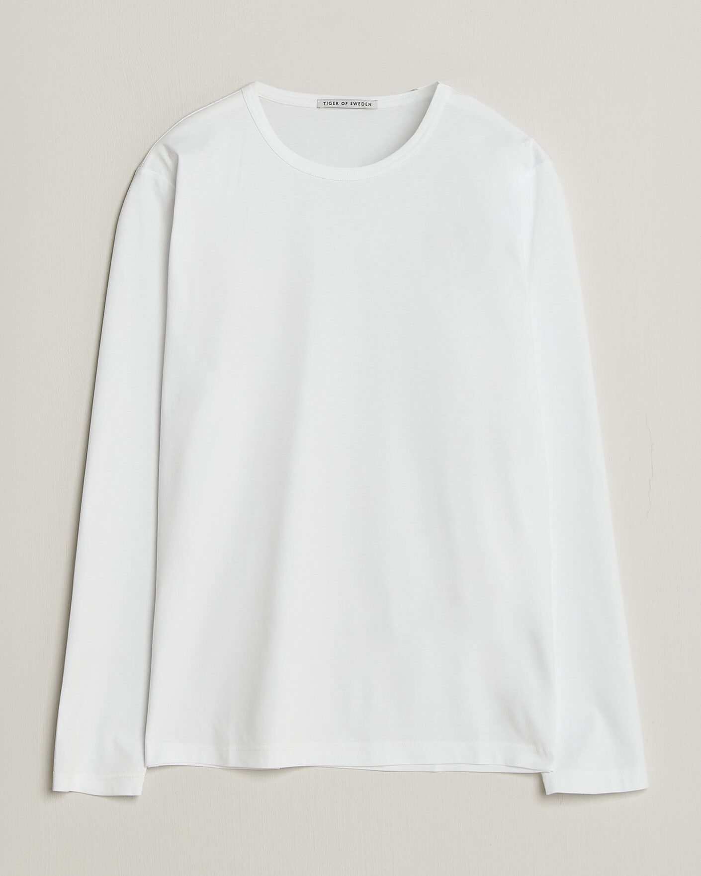 Heren | T-shirts | Tiger of Sweden | Olaf Mercerized Cotton Long Sleeve T-Shirt Pure White