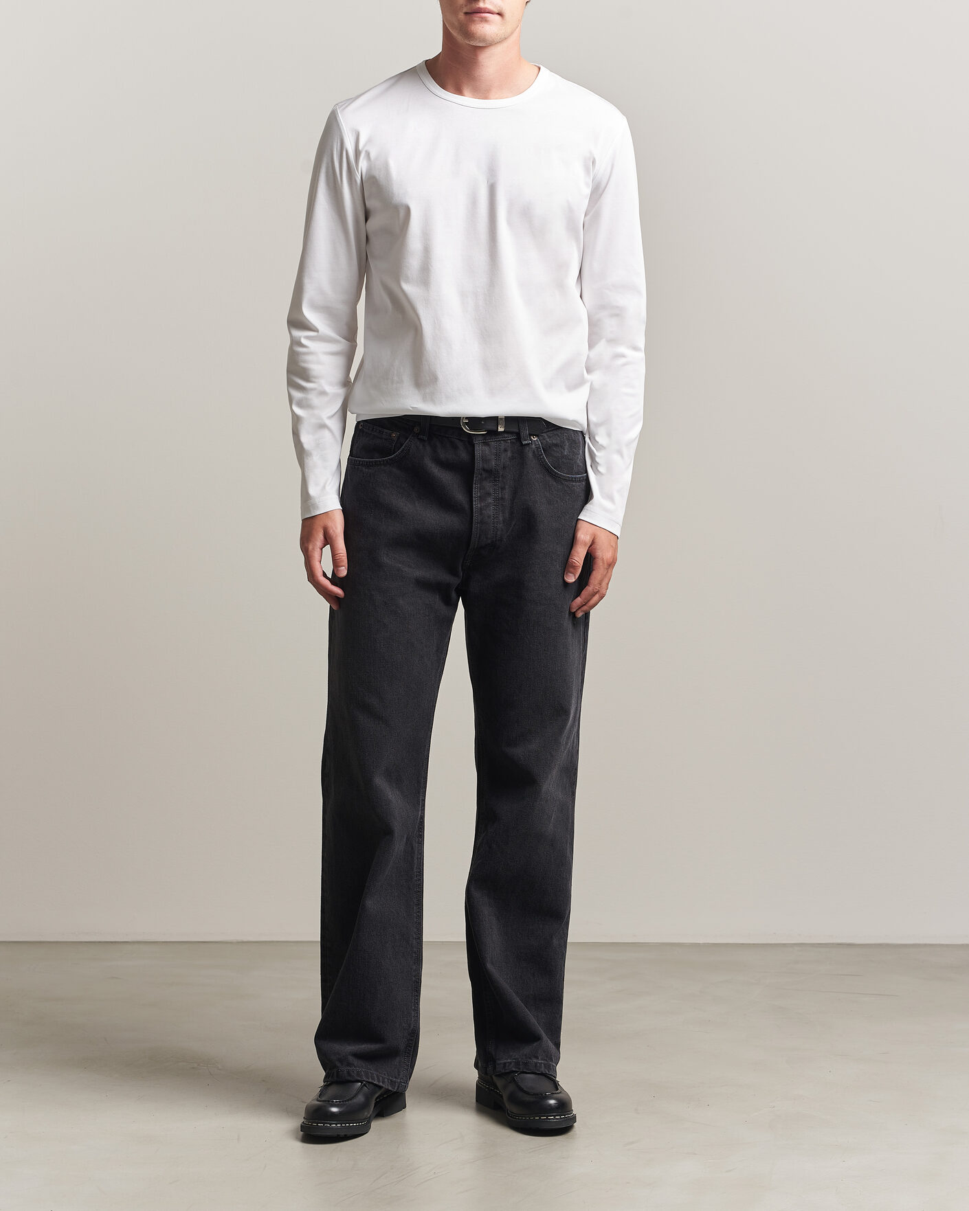 Heren | T-shirts | Tiger of Sweden | Olaf Mercerized Cotton Long Sleeve T-Shirt Pure White