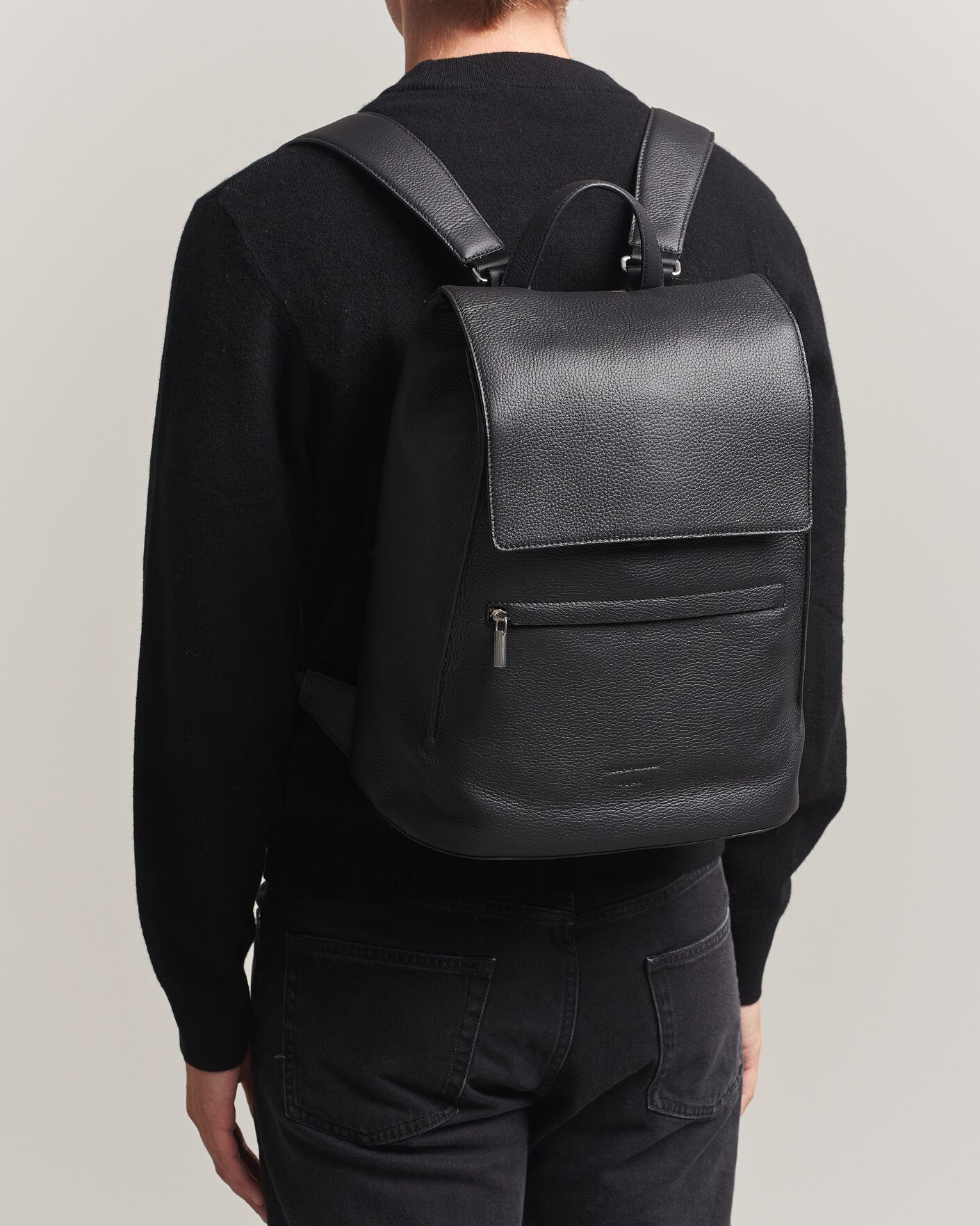 Heren | Tassen | Tiger of Sweden | Vuntir Grained Leather Backpack Black