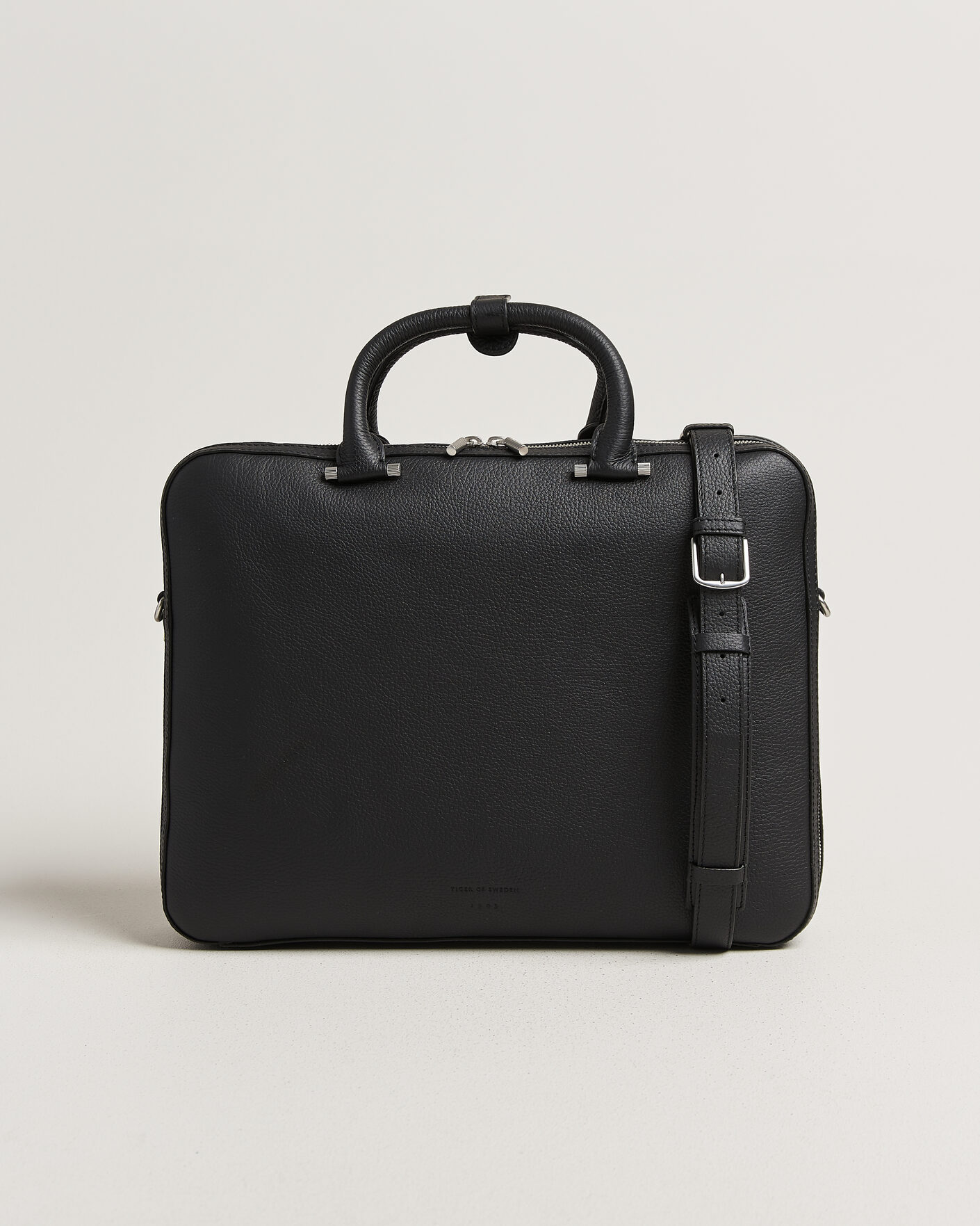 Heren | Tassen | Tiger of Sweden | Valise Grained Leather Double Zip Briefcase Black