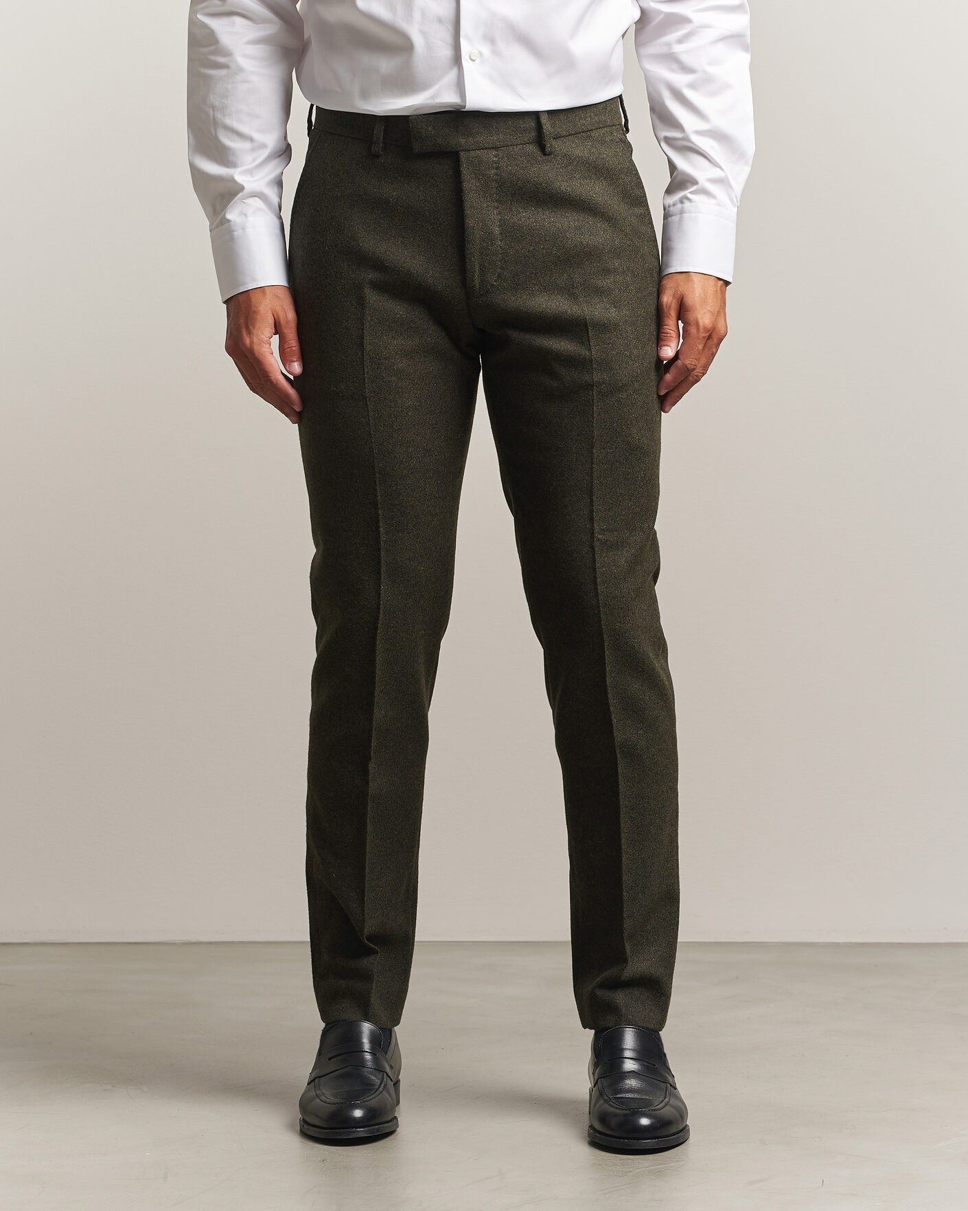 Heren | Broeken | Tiger of Sweden | Tenuta Wool Flannel Suit Trousers Muted Canopy