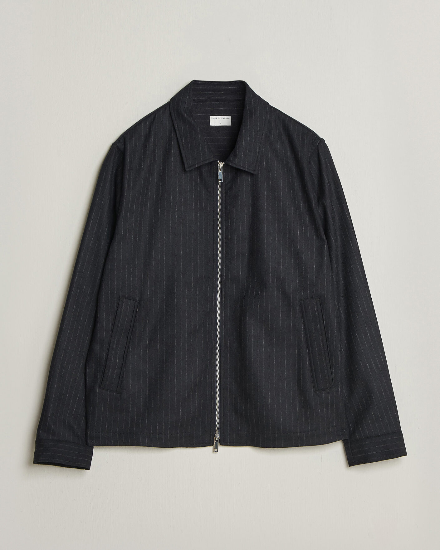 Heren | Jassen | Tiger of Sweden | Barnaby Wool Pinstriped Shirt Jacket Blue Function