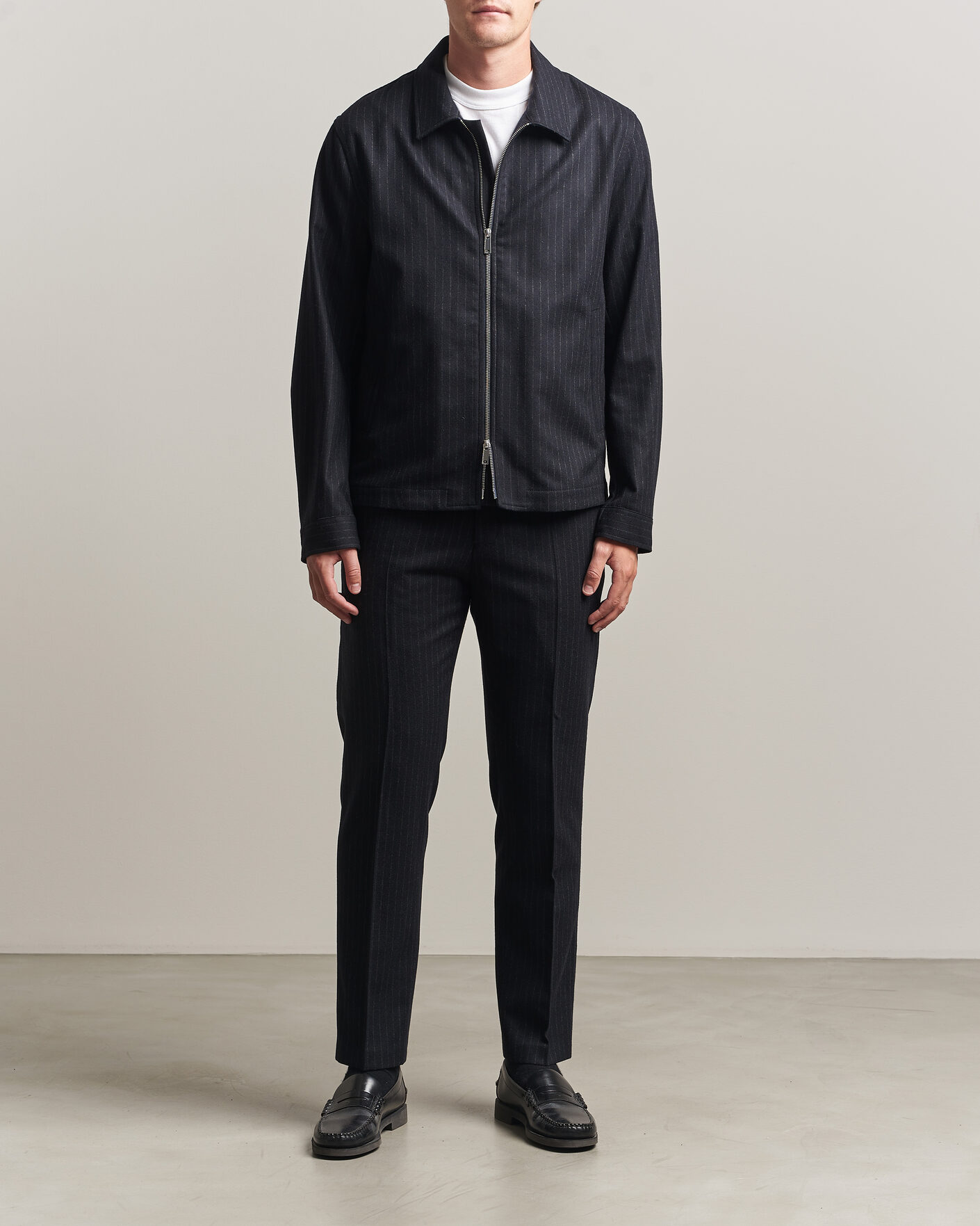 Heren | Jassen | Tiger of Sweden | Barnaby Wool Pinstriped Shirt Jacket Blue Function