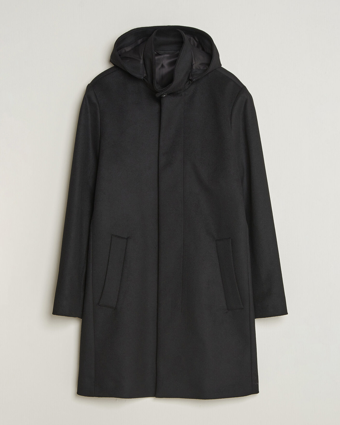 Heren | Jassen | Tiger of Sweden | Aleric Wool/Cashmere Hooded Coat Black