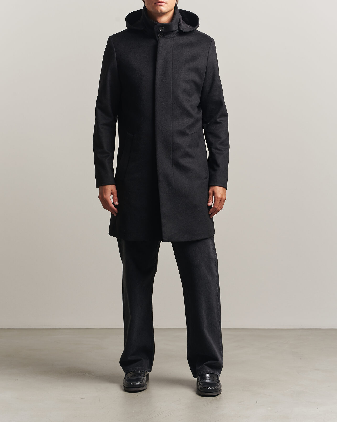Heren | Jassen | Tiger of Sweden | Aleric Wool/Cashmere Hooded Coat Black