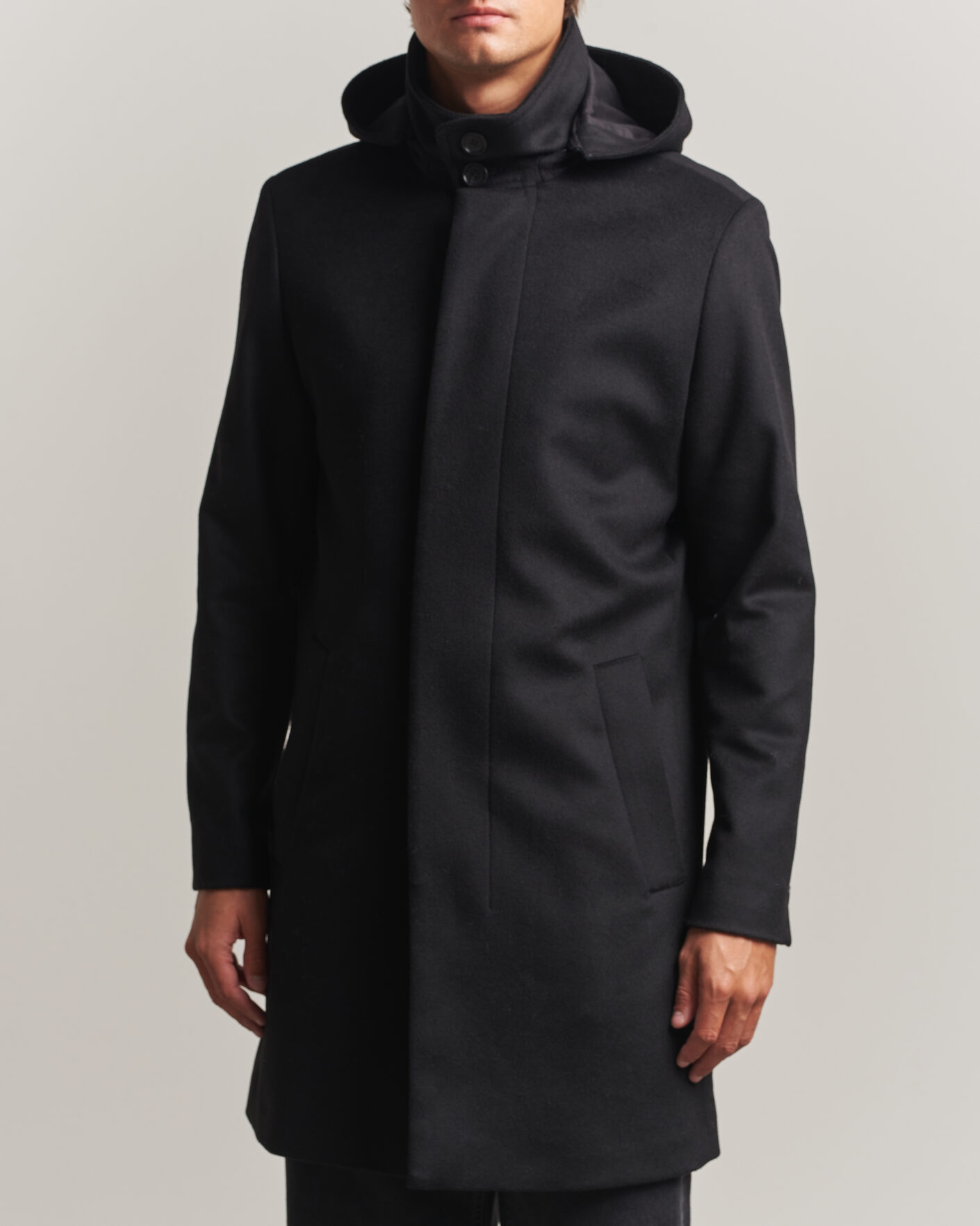 Heren | Jassen | Tiger of Sweden | Aleric Wool/Cashmere Hooded Coat Black