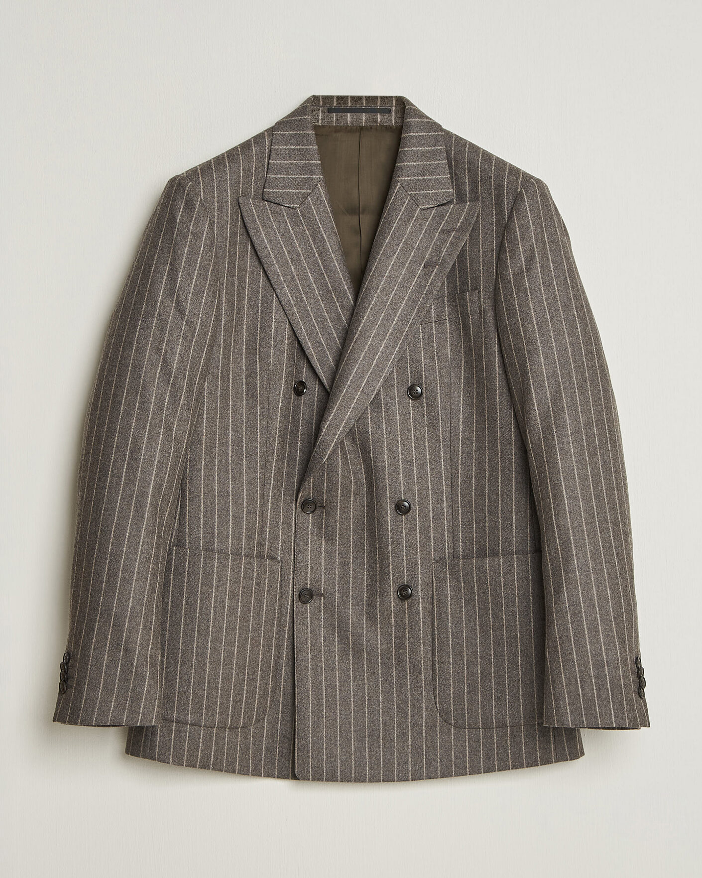 Heren | Blazers | Tiger of Sweden | Joachim Wool Double Breasted Pinstriped Blazer Grey Brown