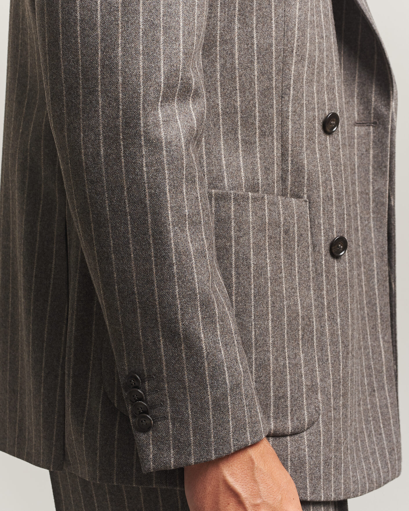 Heren | Blazers | Tiger of Sweden | Joachim Wool Double Breasted Pinstriped Blazer Grey Brown