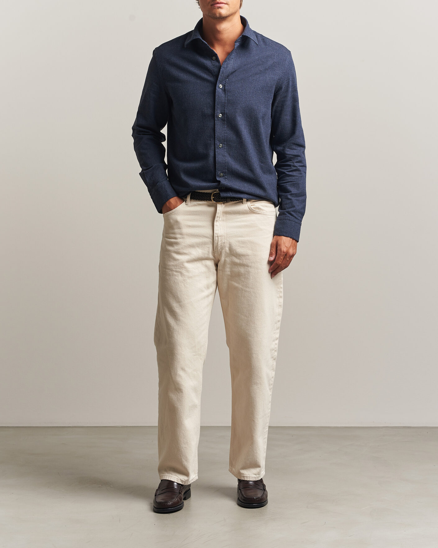 Heren | Overhemden | Tiger of Sweden | Bjorn Brushed Cotton Shirt Steel Blue