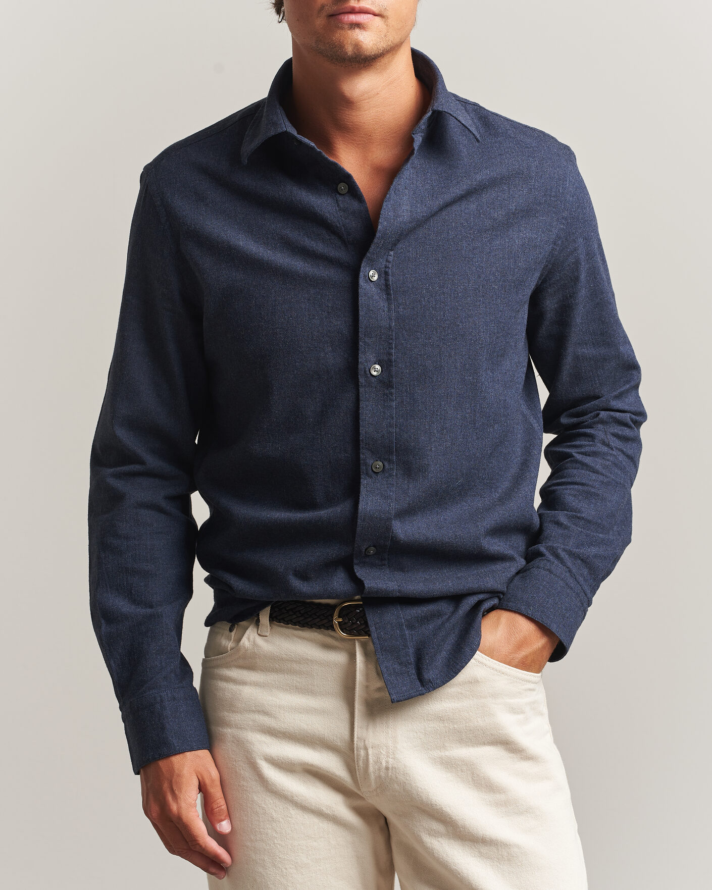 Heren | Overhemden | Tiger of Sweden | Bjorn Brushed Cotton Shirt Steel Blue
