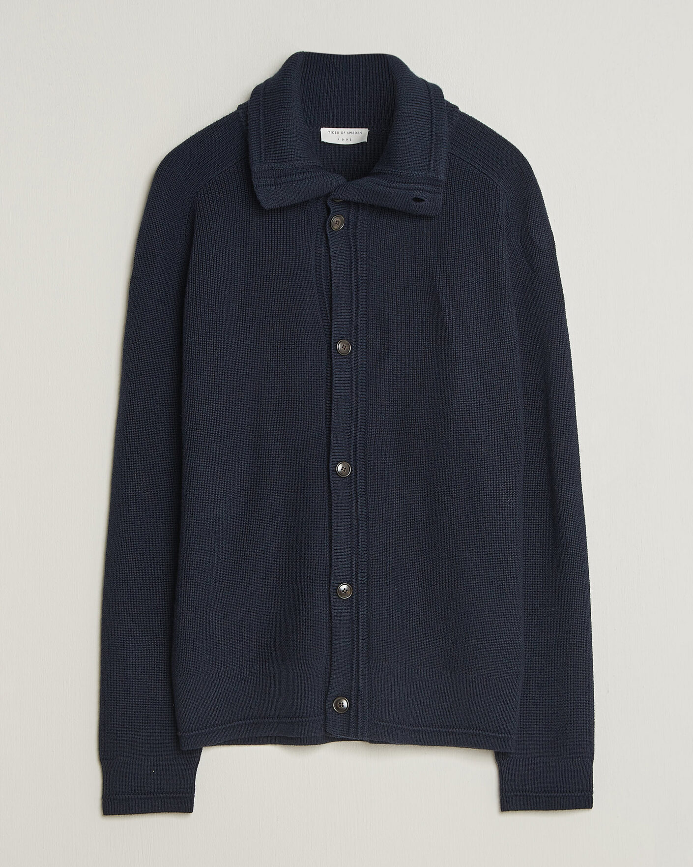 Heren | Truien | Tiger of Sweden | Leander Wool Knitted Cardigan Night Grape
