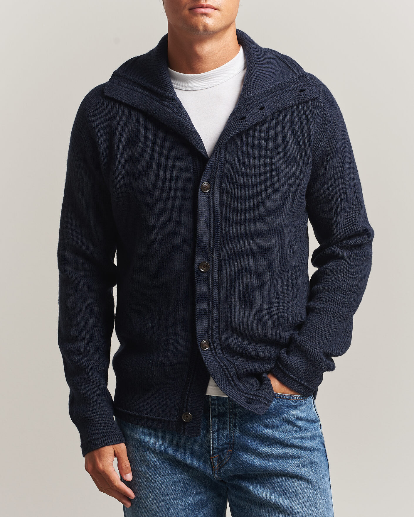 Heren | Truien | Tiger of Sweden | Leander Wool Knitted Cardigan Night Grape