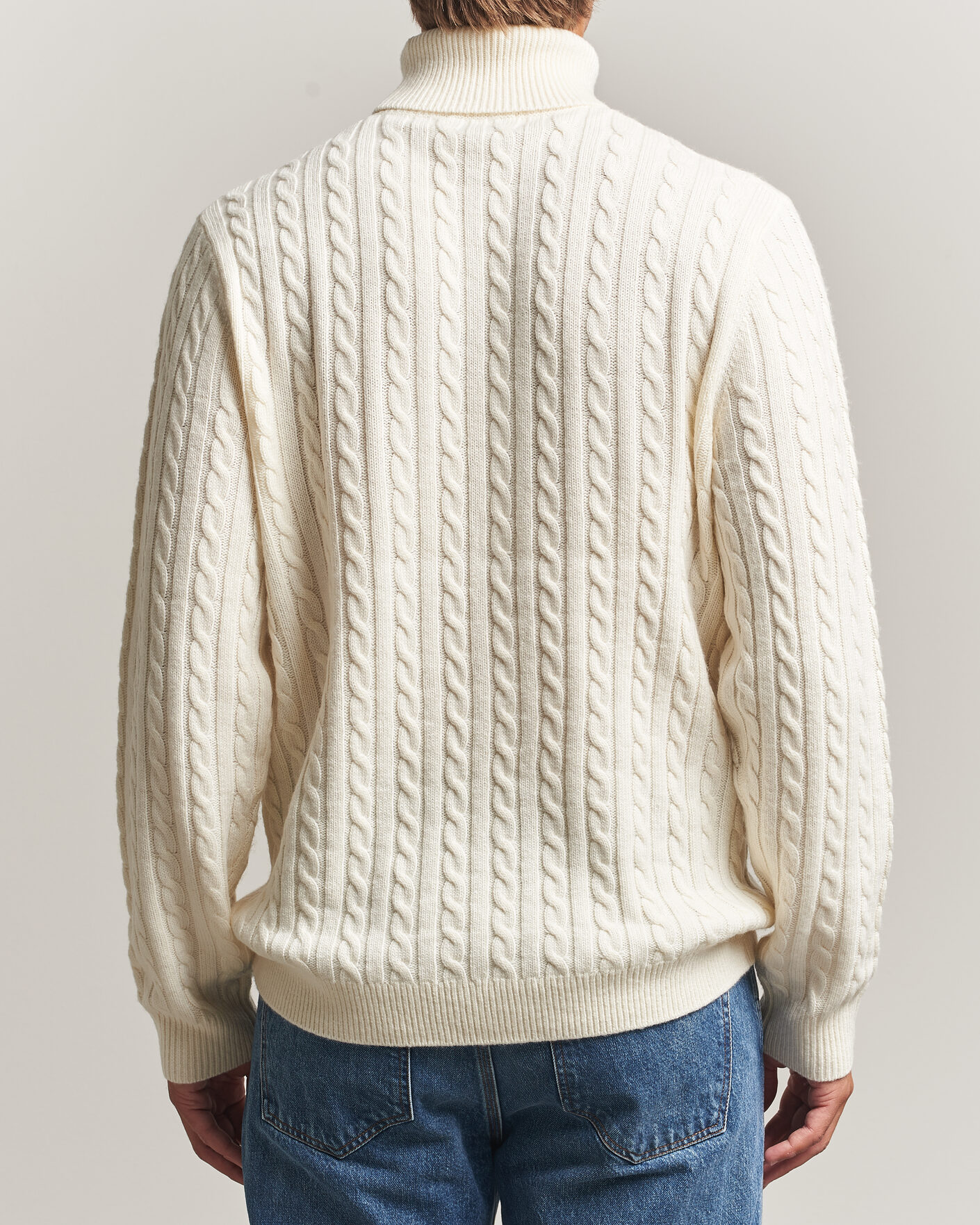Heren | Truien | Tiger of Sweden | Wilde Wool/Cashmere Cable Turtleneck Porcelain Cream