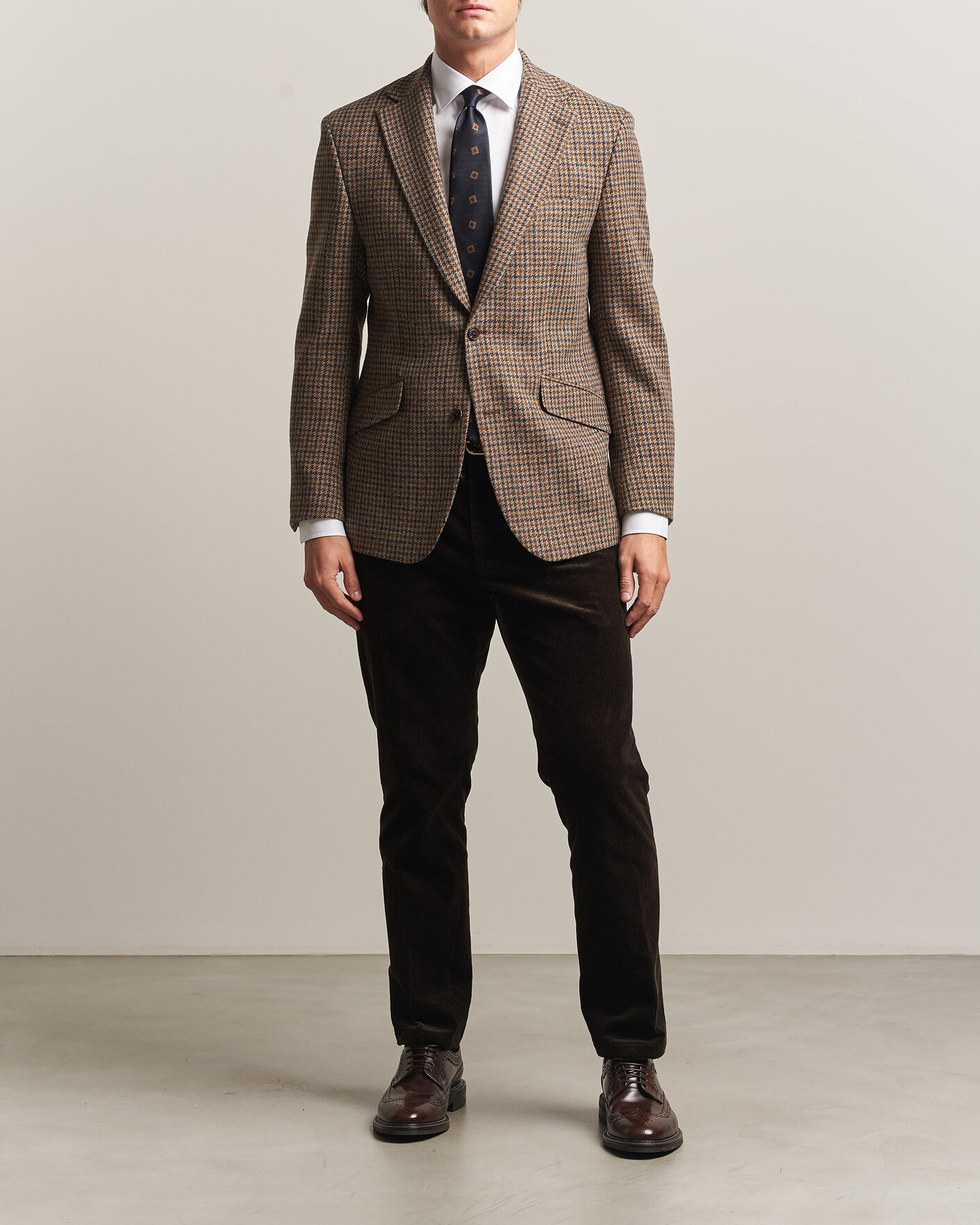 Heren | Blazers | Walker Slater | Edward Lambswool Puppytooth Blazer Sandstone