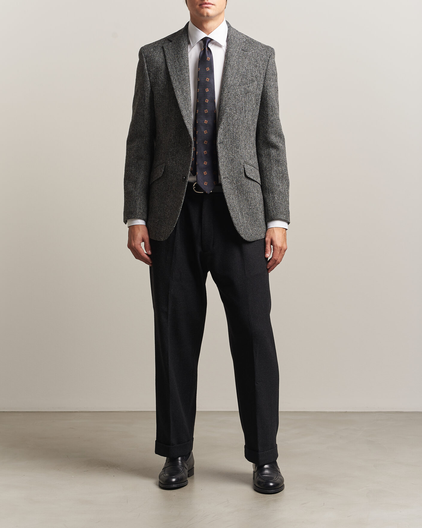 Heren | Blazers | Walker Slater | Edward Harris Tweed Herringbone Blazer Charcoal