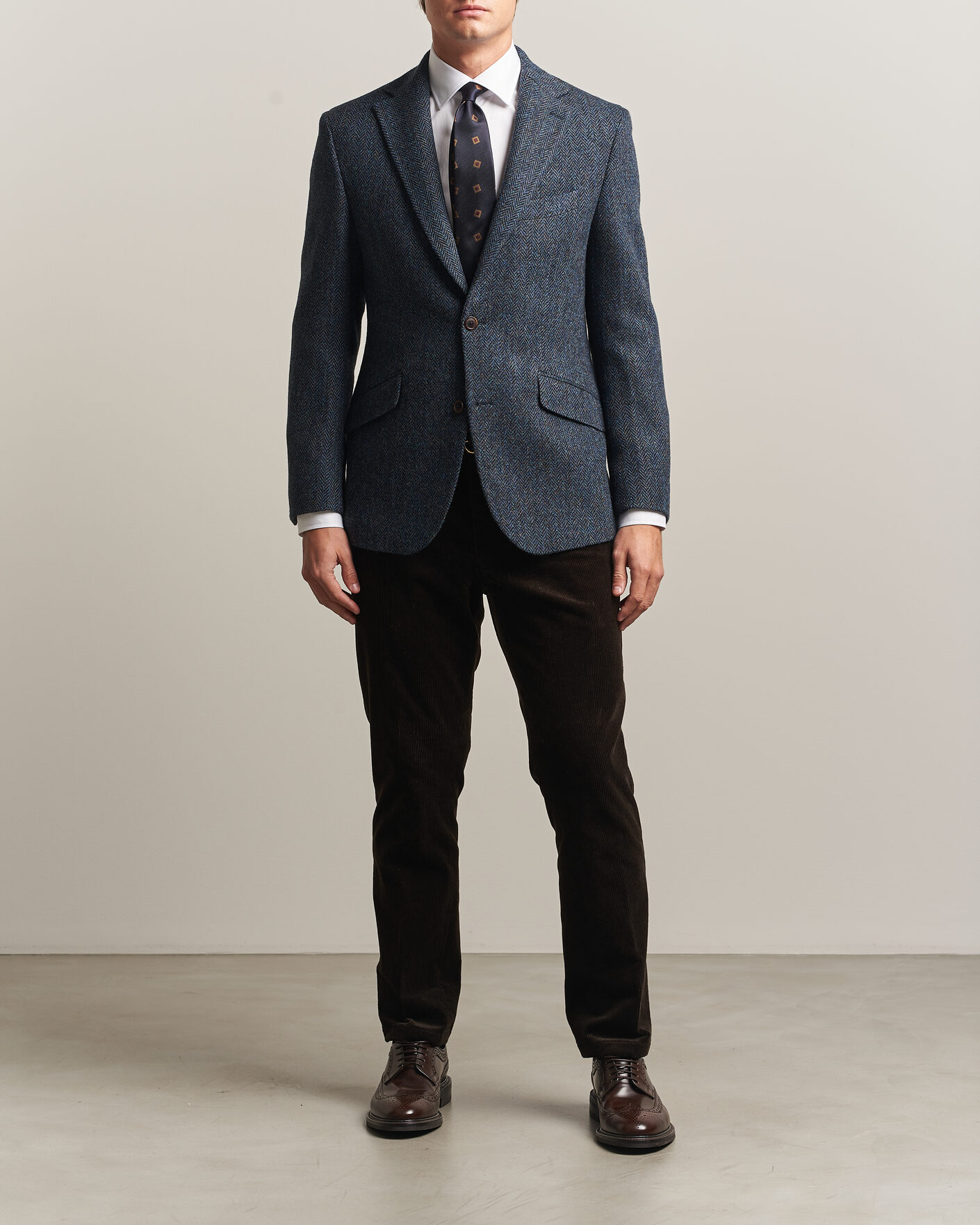 Heren | Blazers | Walker Slater | Edward Harris Tweed Herringbone Blazer Navy