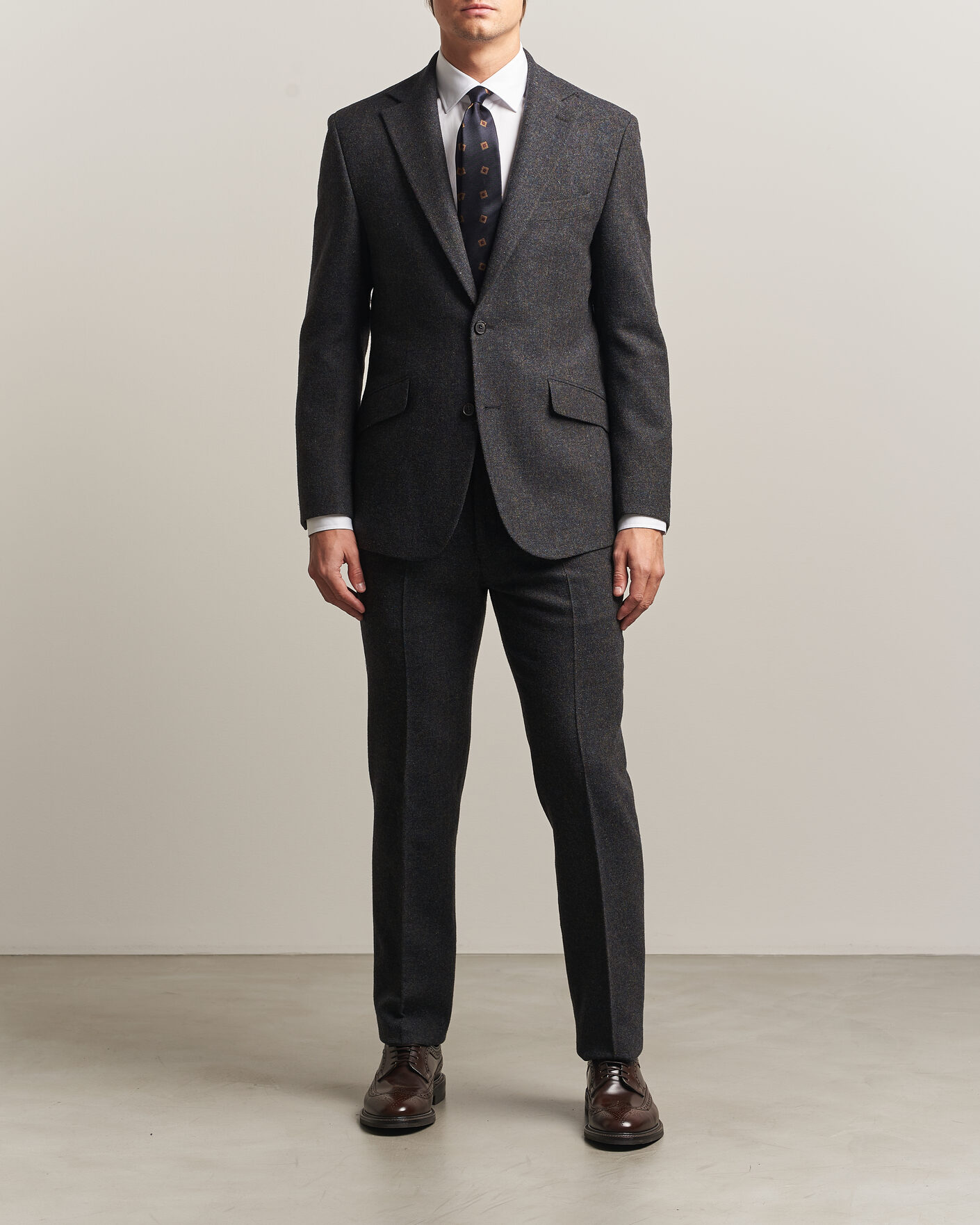 Heren | Broeken | Walker Slater | Edward Shetland Wool Donegal Trousers Navy