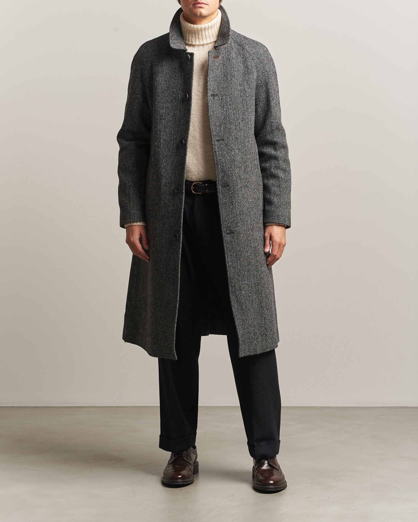 Heren | Jassen | Walker Slater | Sherlock Harris Tweed Herringbone Coat Charcoal