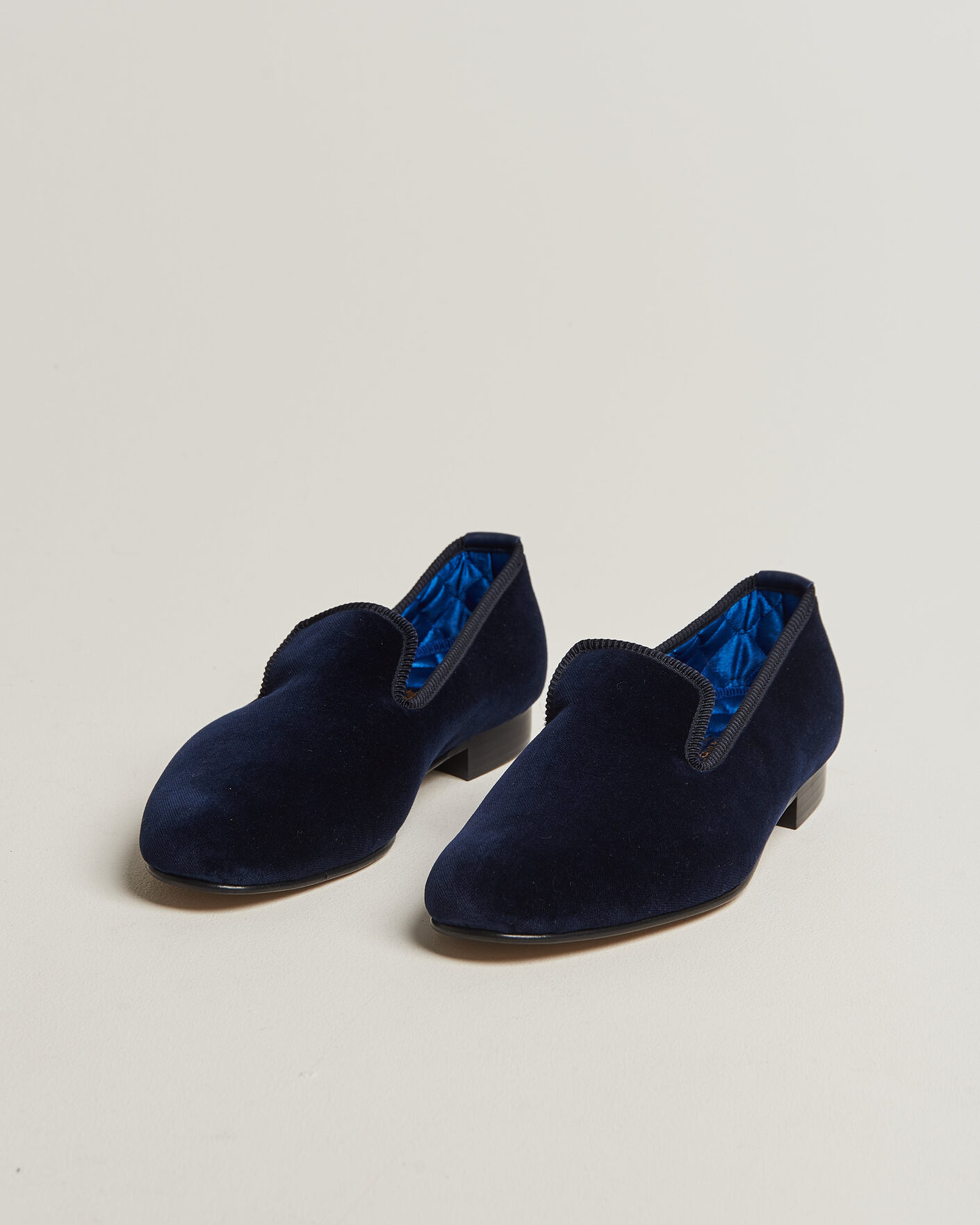 Heren | Instappers | Bowhill & Elliott | Plain Albert Pump Navy Velvet