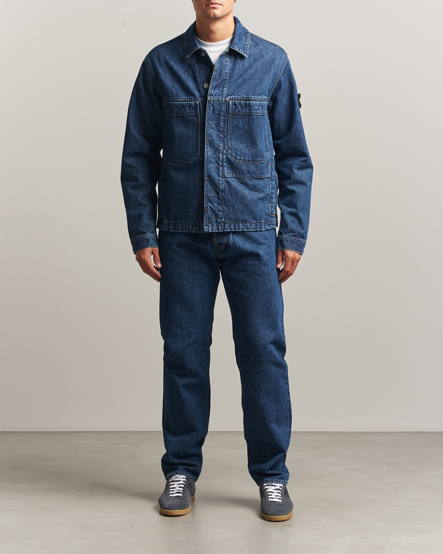 Heren | Jeans | Stone Island | Regular Straight Fit Indigo Jeans Blue Medium Wash