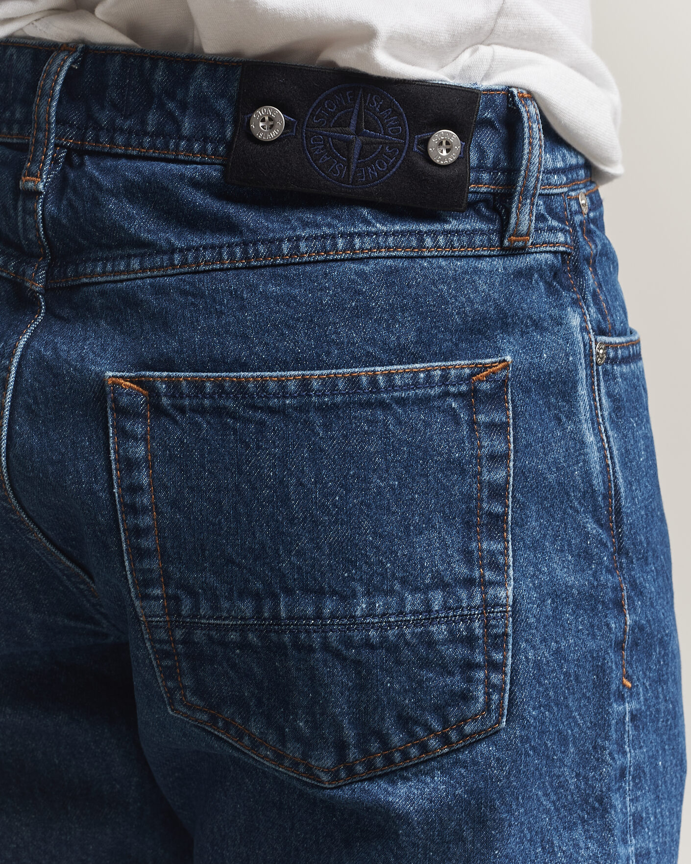 Heren | Jeans | Stone Island | Regular Straight Fit Indigo Jeans Blue Medium Wash