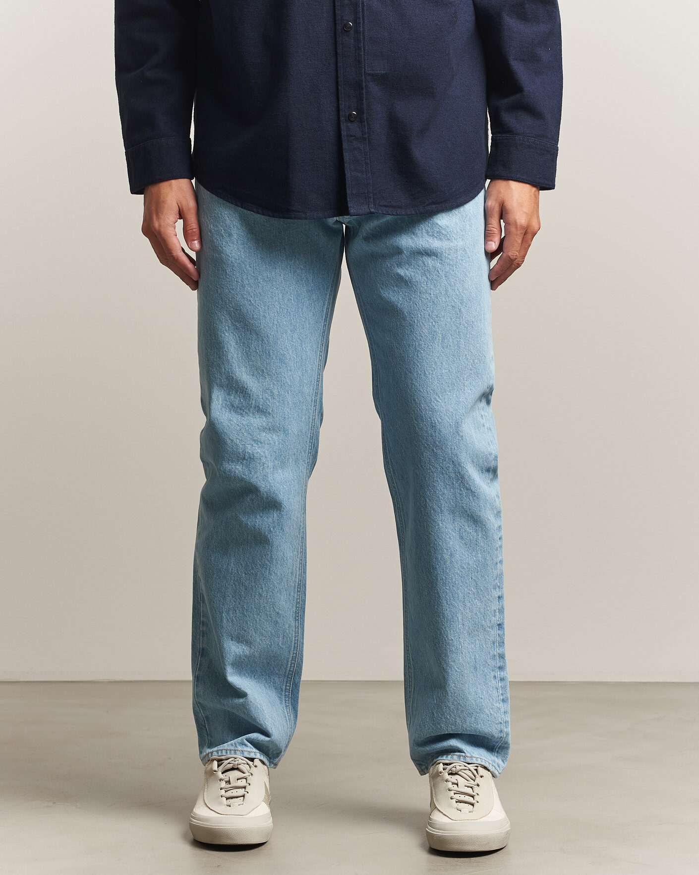 Heren | Jeans | Stone Island | Regular Straight Fit Indigo Jeans Blue Light Wash