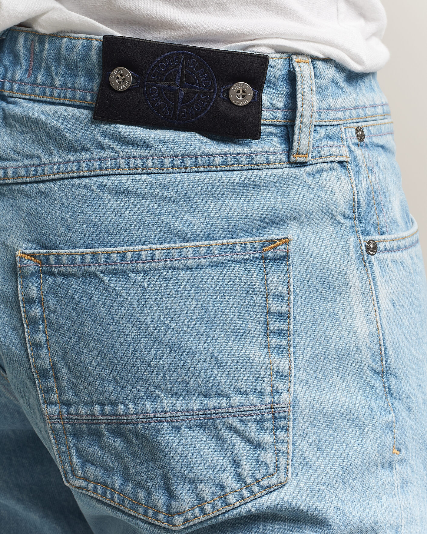 Heren | Jeans | Stone Island | Regular Straight Fit Indigo Jeans Blue Light Wash