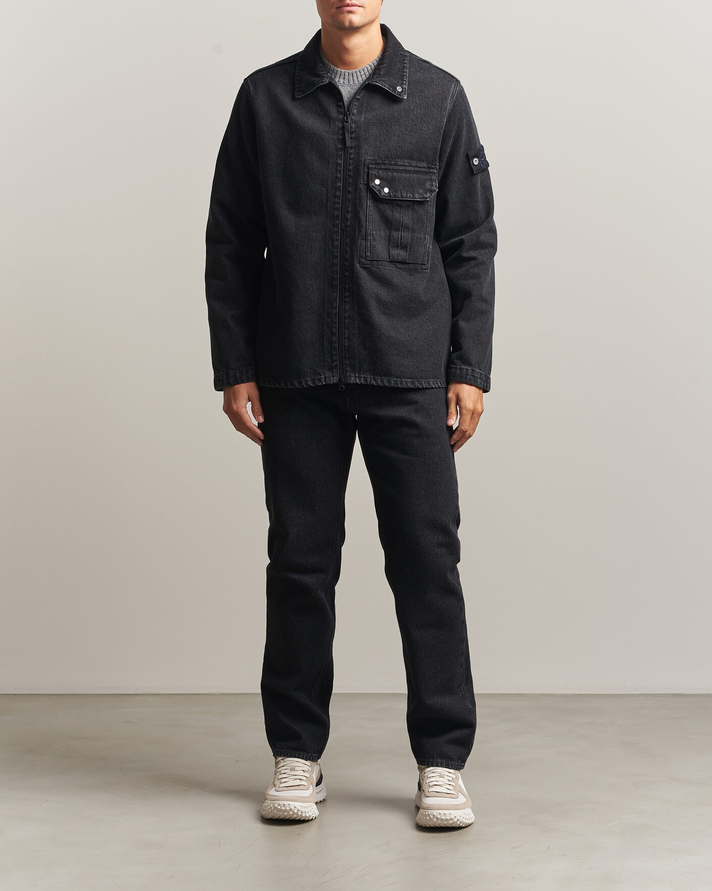 Heren | Jeans | Stone Island | Regular Straight Fit Jeans Black Medium Wash