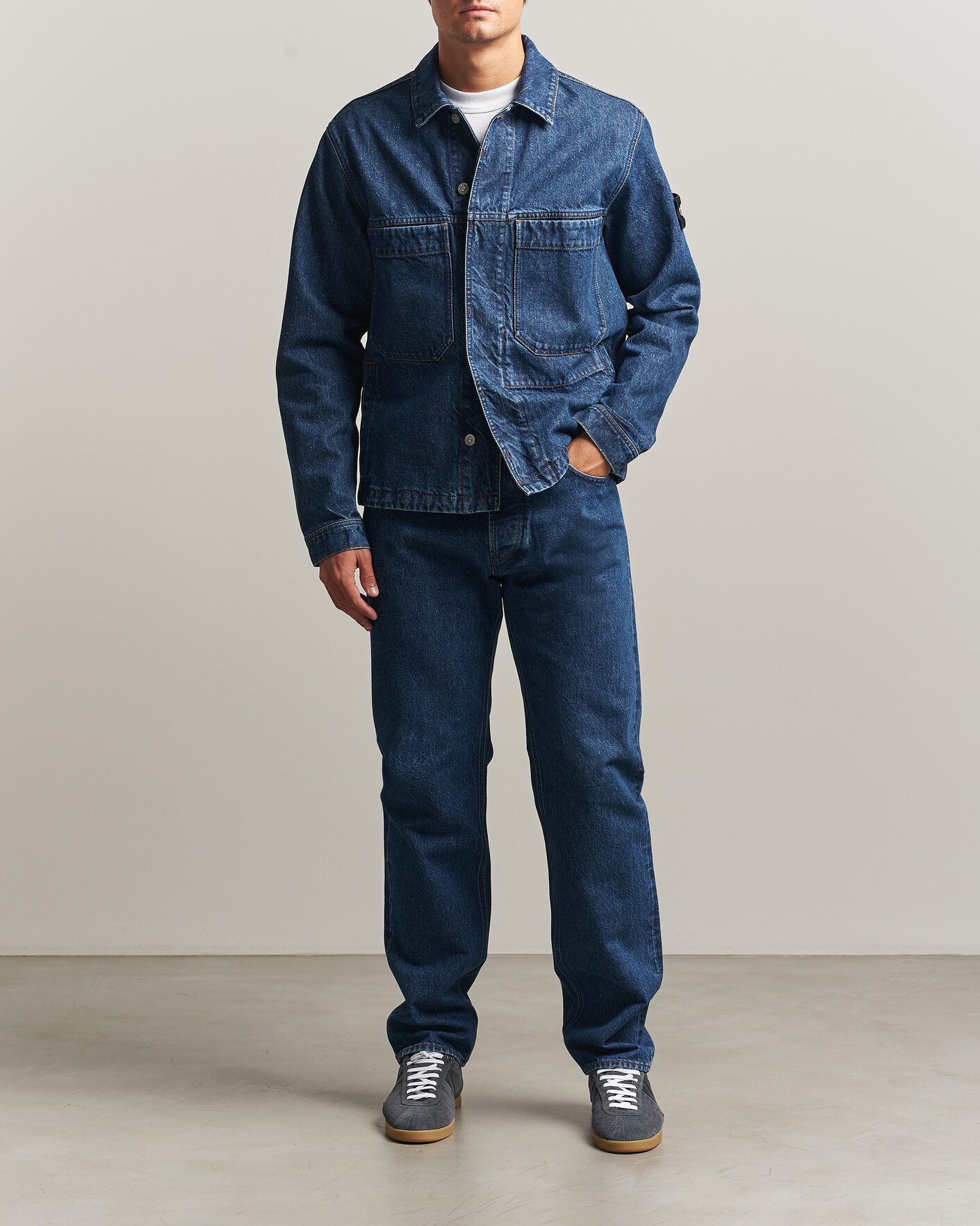 Heren | Jassen | Stone Island | Indigo Denim Coach Jacket Blue Medium Wash