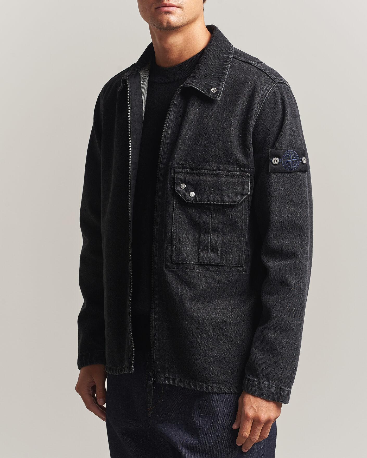 Heren | Overhemden | Stone Island | Denim Overshirt Black Medium Wash