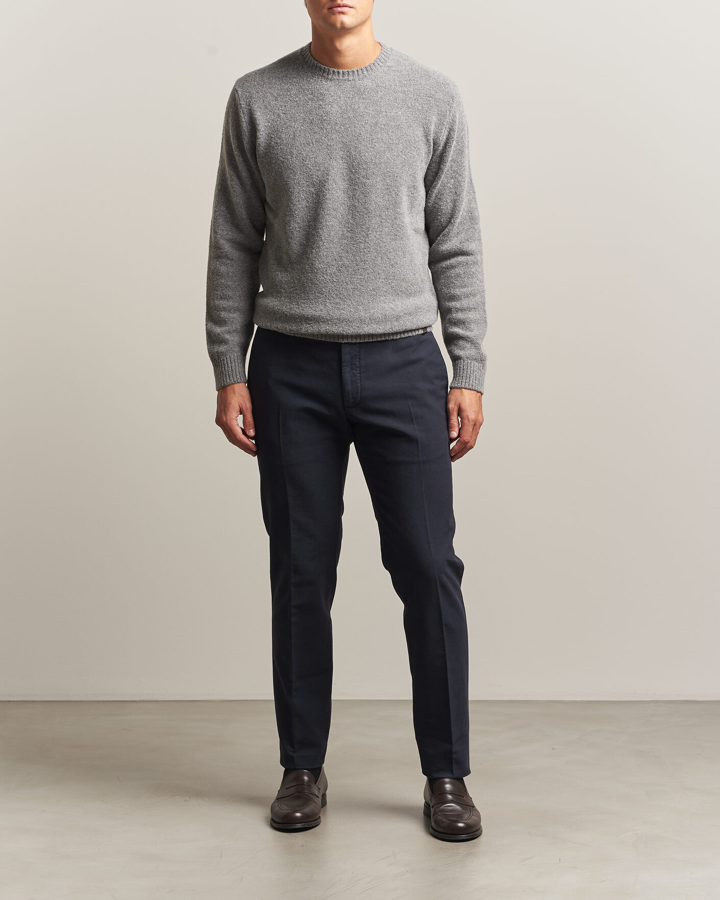 Heren | Truien | Zanone | Wool Boucle Crew Neck Grey Melange