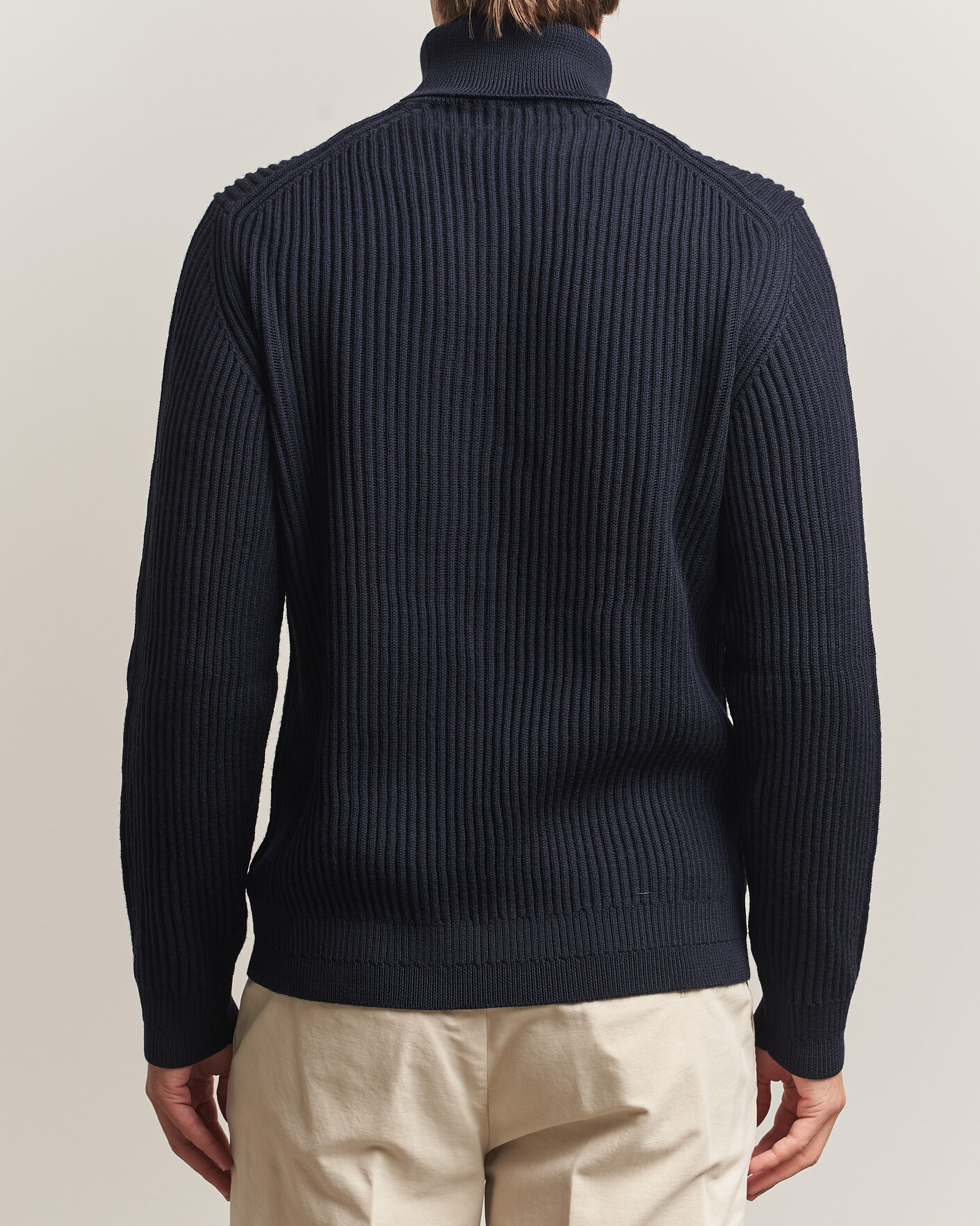 Heren | Truien | Zanone | Fishermans Rib Rollneck Navy