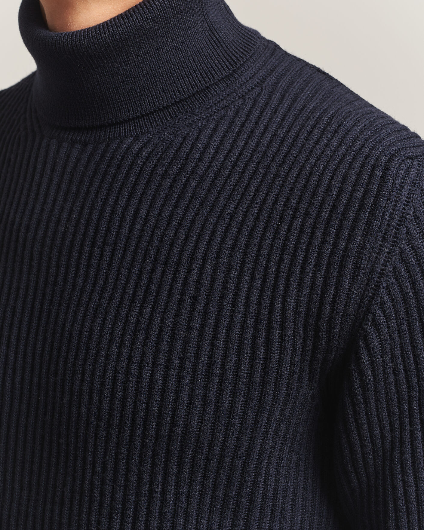Heren | Truien | Zanone | Fishermans Rib Rollneck Navy