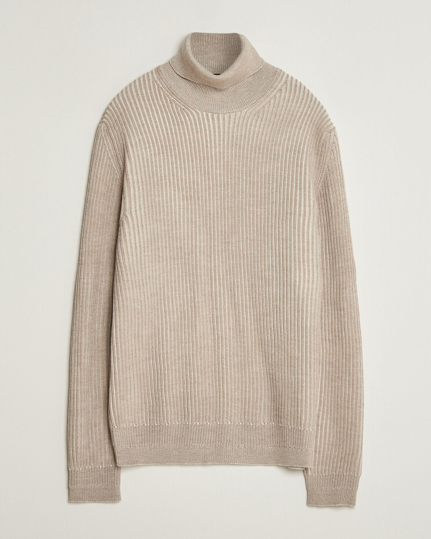 Heren | Truien | Zanone | Fishermans Rib Rollneck Beige