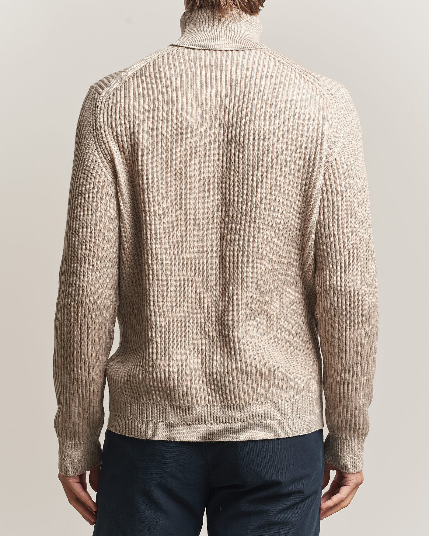 Heren | Truien | Zanone | Fishermans Rib Rollneck Beige