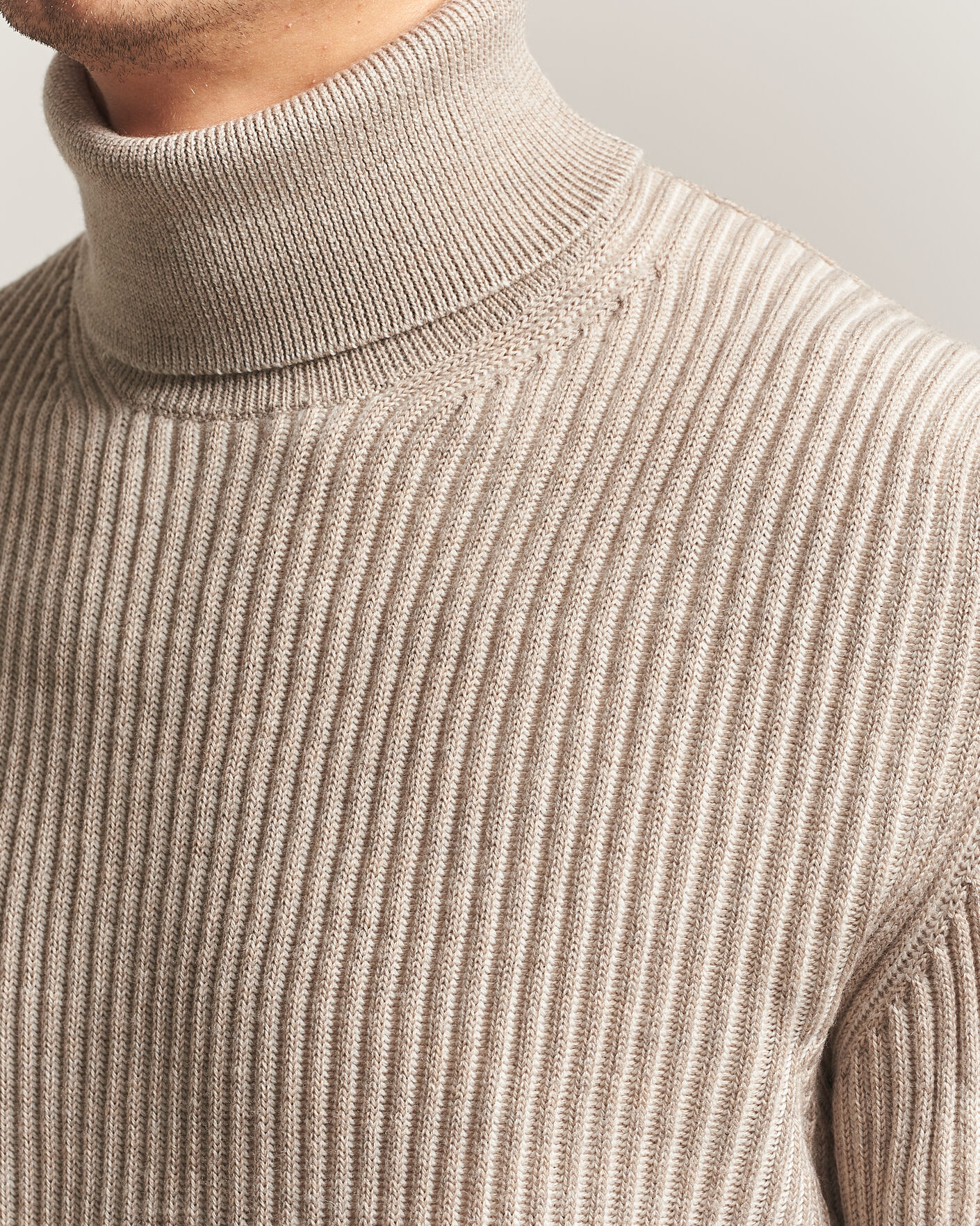 Heren | Truien | Zanone | Fishermans Rib Rollneck Beige