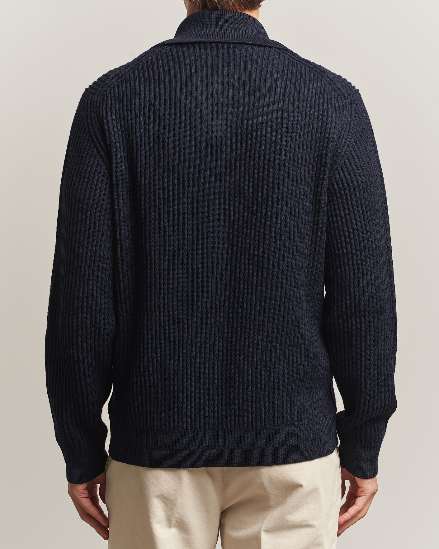Heren | Truien | Zanone | Fishermans Rib Full Zip Cardigan Navy