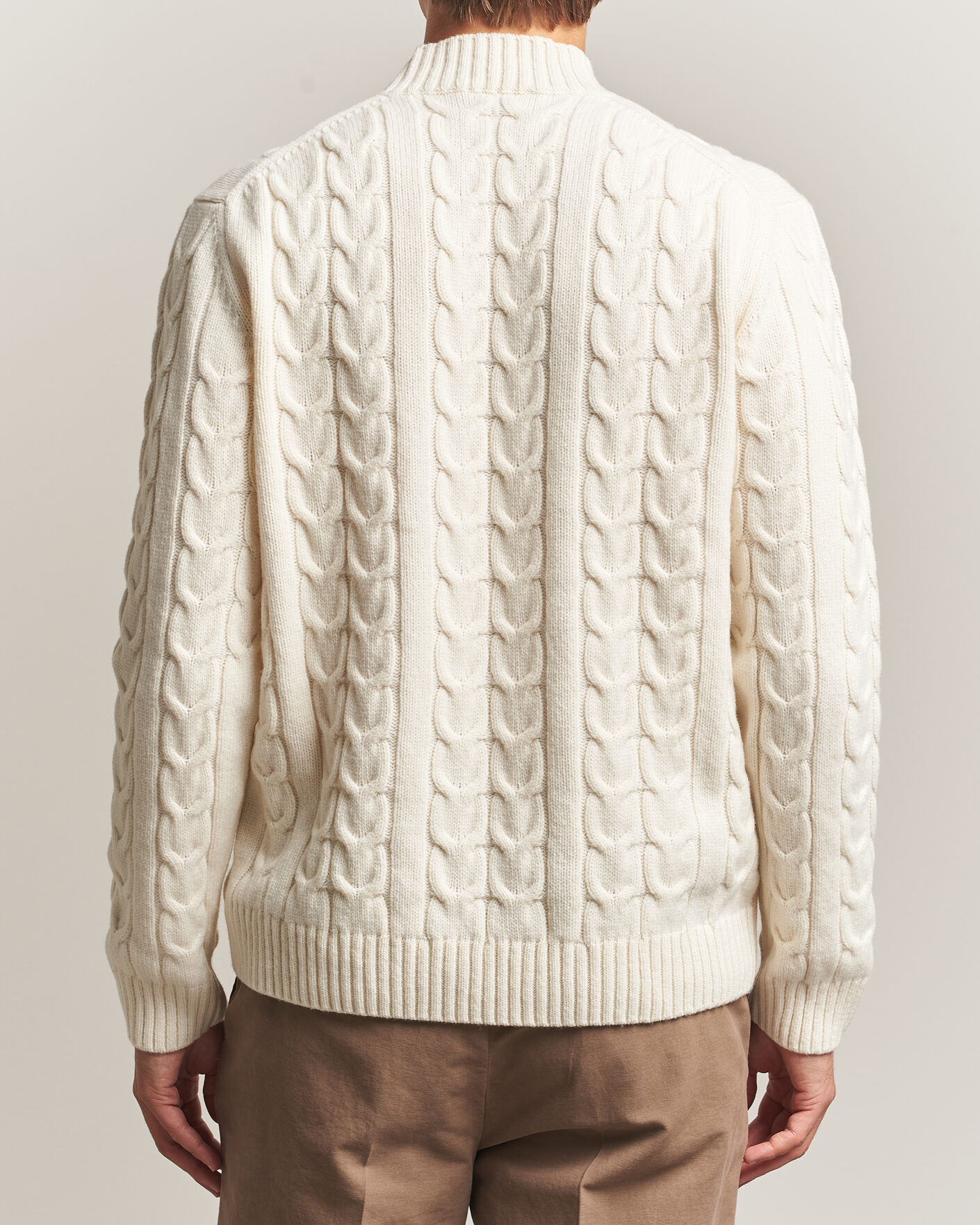 Heren | Truien | Zanone | Double Cable Crew Neck Latte