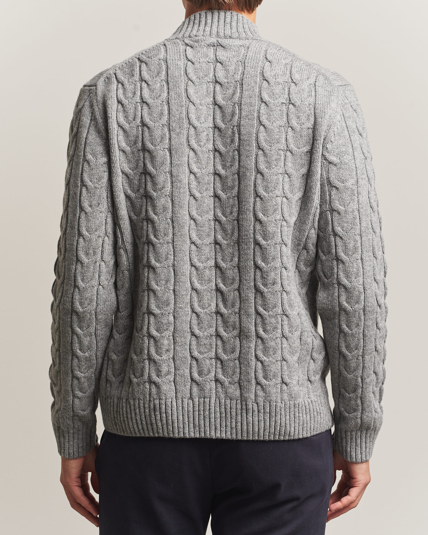Heren | Truien | Zanone | Double Cable Crew Neck Grey Melange