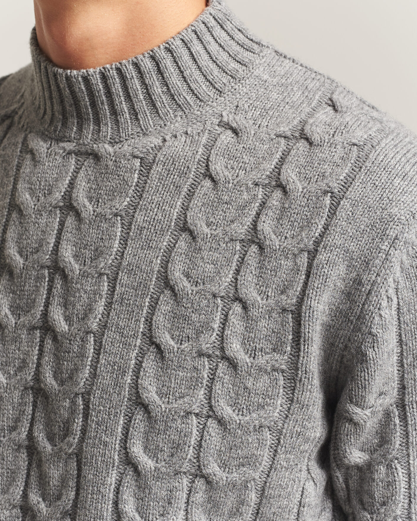 Heren | Truien | Zanone | Double Cable Crew Neck Grey Melange
