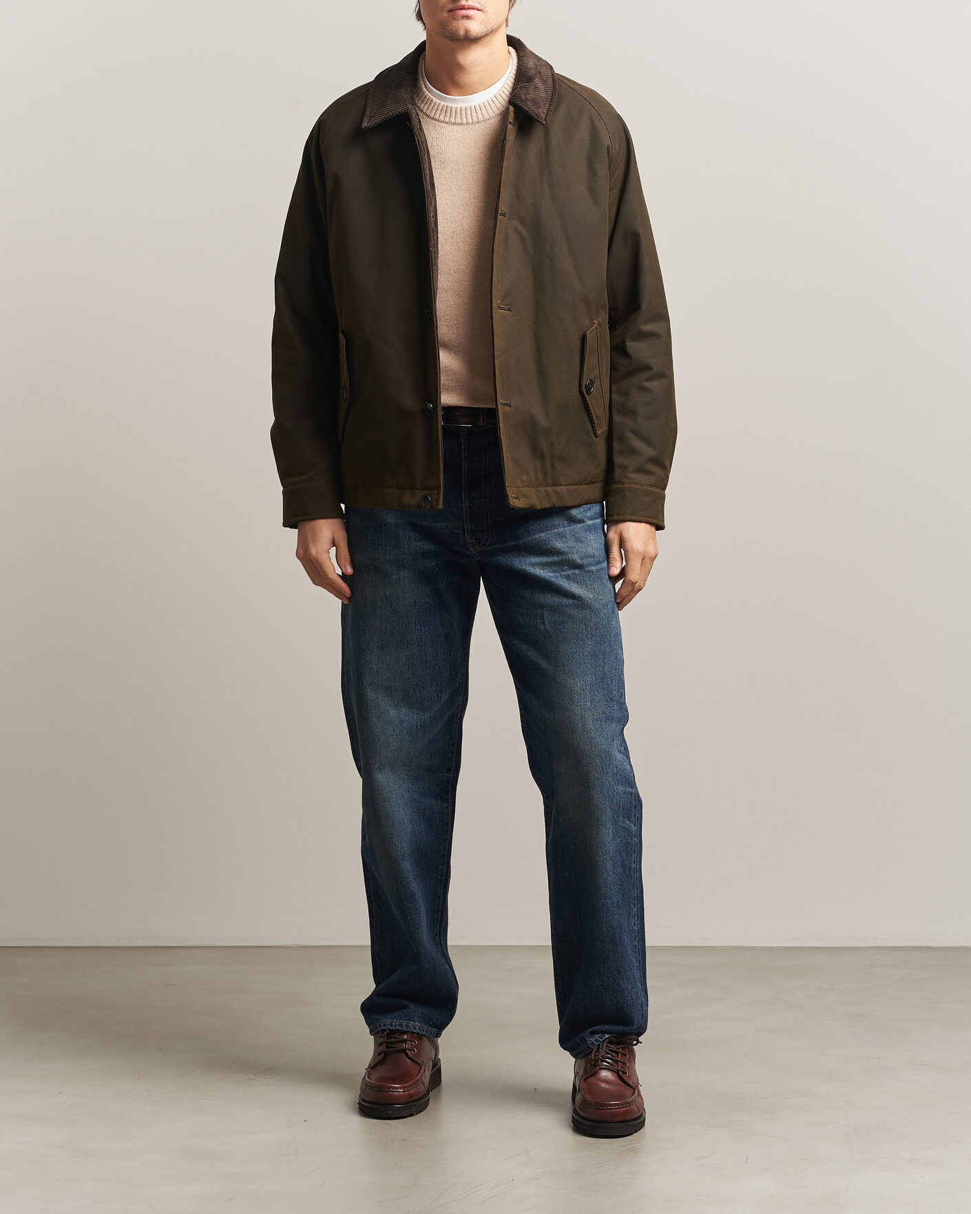 Heren | Jassen | Baracuta | Waxed Sherling Lined Deck Jacket Deep Moss
