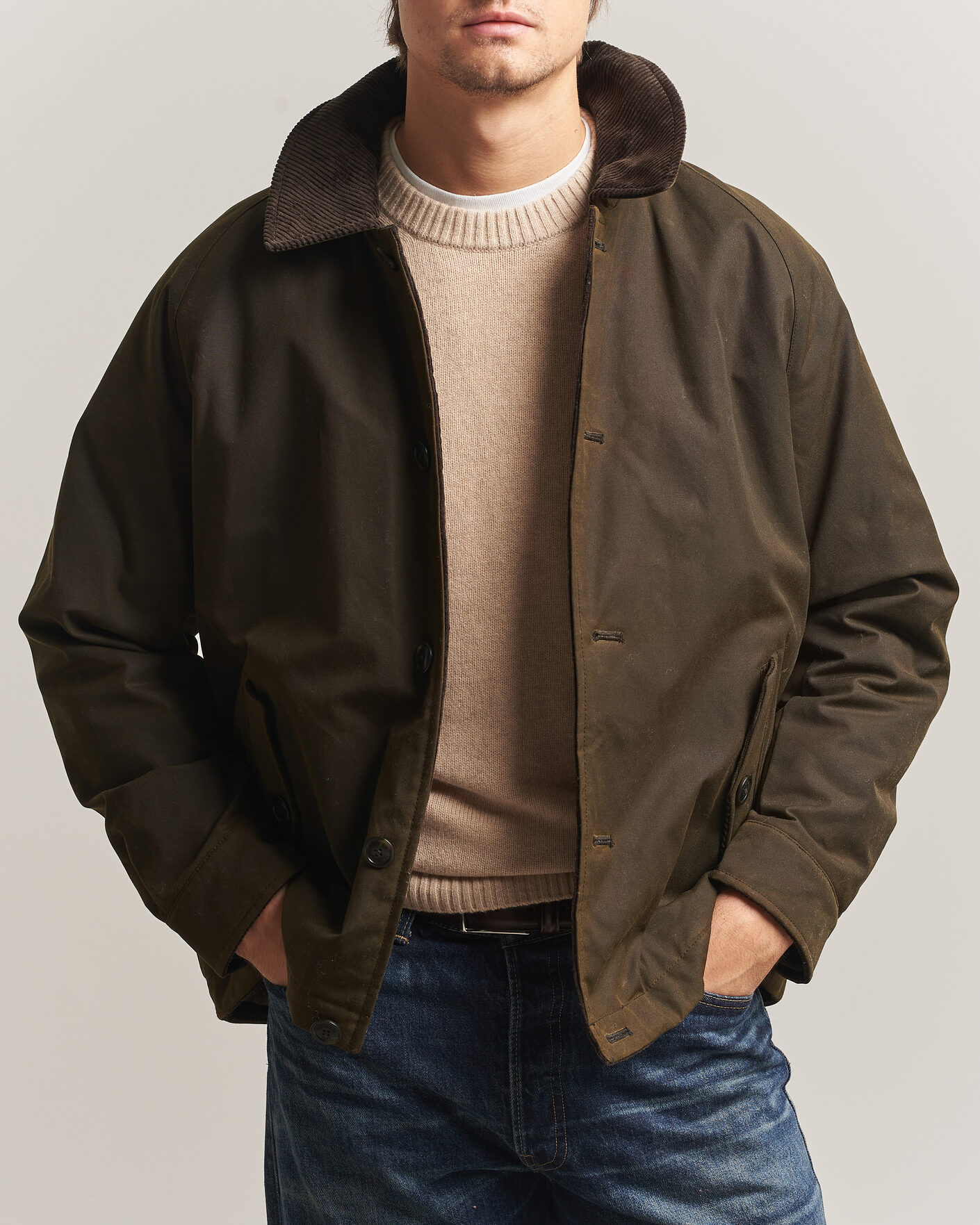 Heren | Jassen | Baracuta | Waxed Sherling Lined Deck Jacket Deep Moss