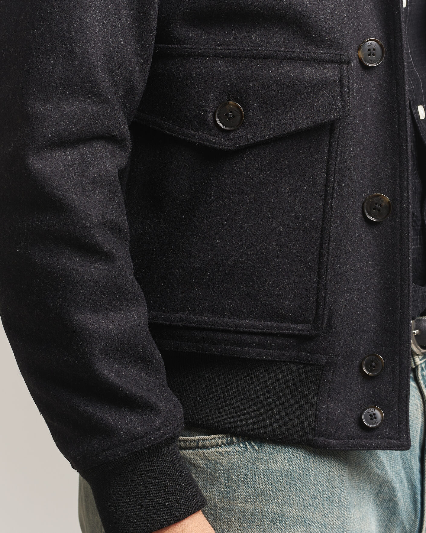 Heren | Jassen | Baracuta | Melton Wool Blouson Jacket Charcoal