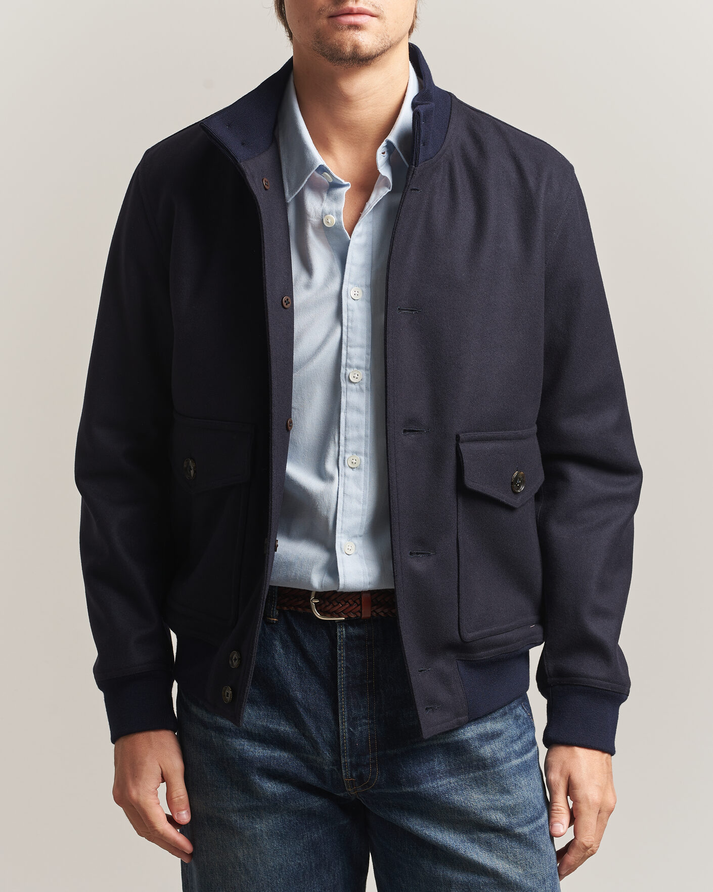 Heren | Jassen | Baracuta | Melton Wool Blouson Jacket Deep Blue