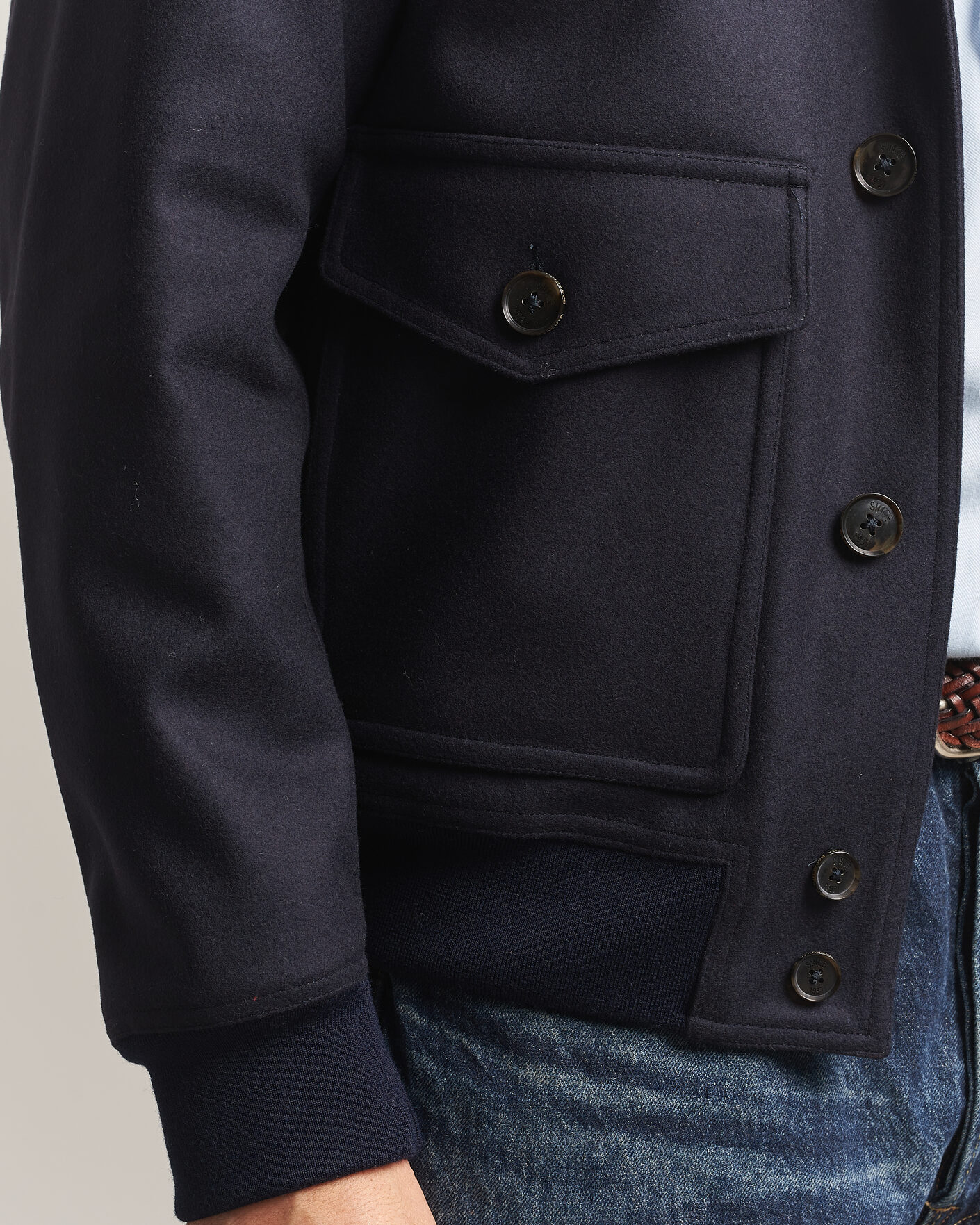 Heren | Jassen | Baracuta | Melton Wool Blouson Jacket Deep Blue